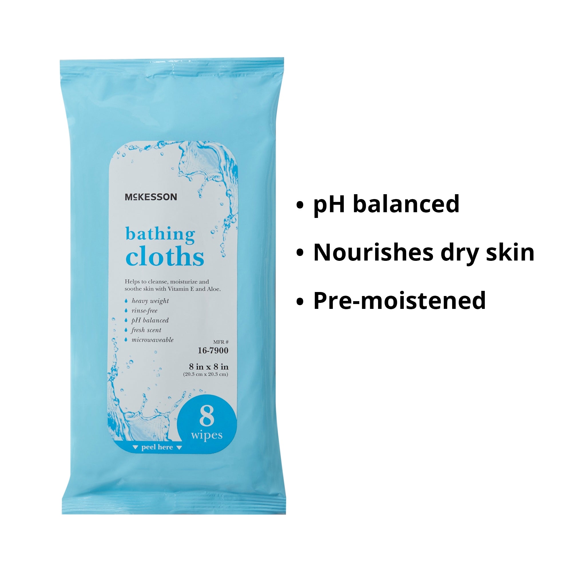 Rinse-Free Bath Wipe McKesson Soft Pack Scented 8 Count, Packaging Type- Case