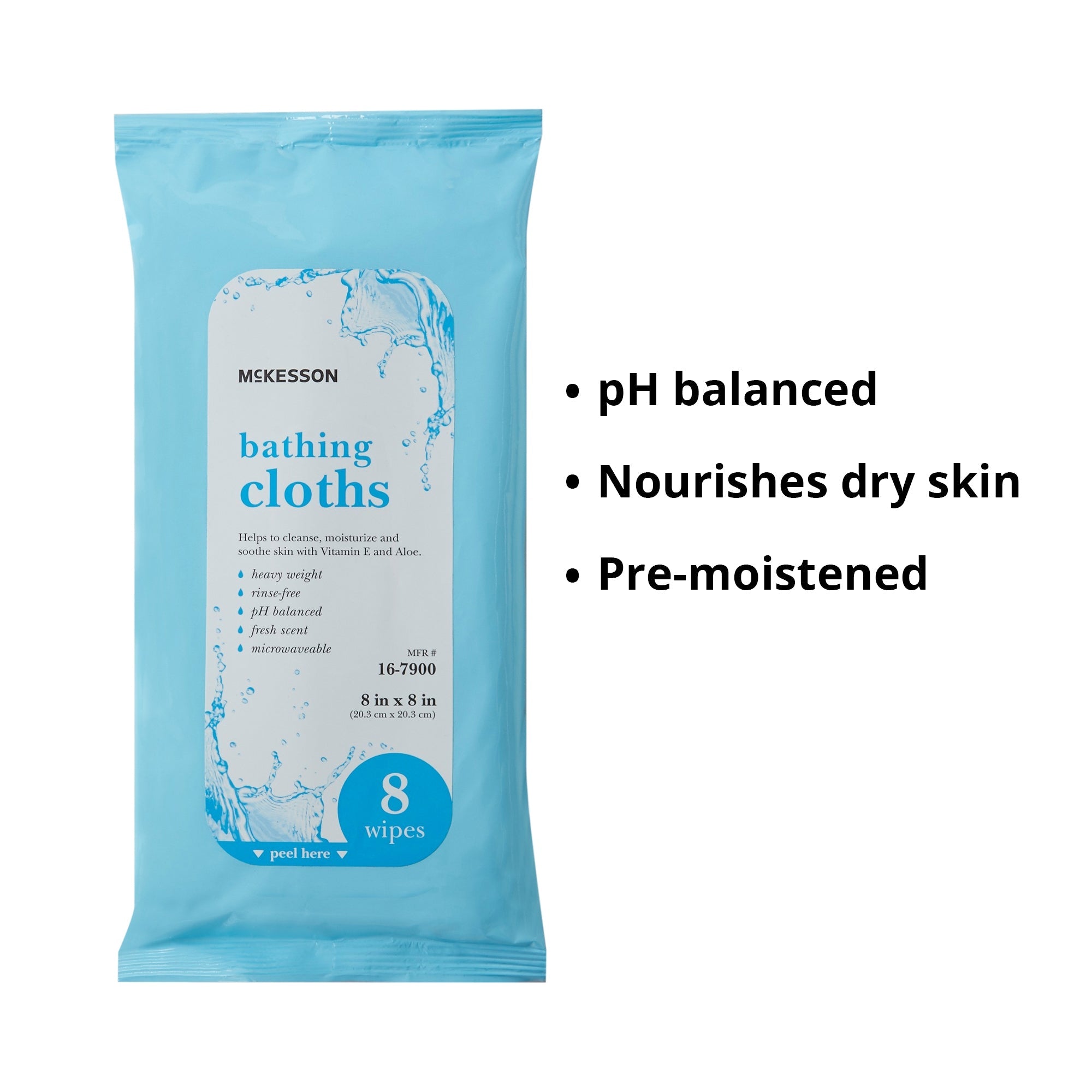 Rinse-Free Bath Wipe McKesson Soft Pack Scented 8 Count, Packaging Type- Case