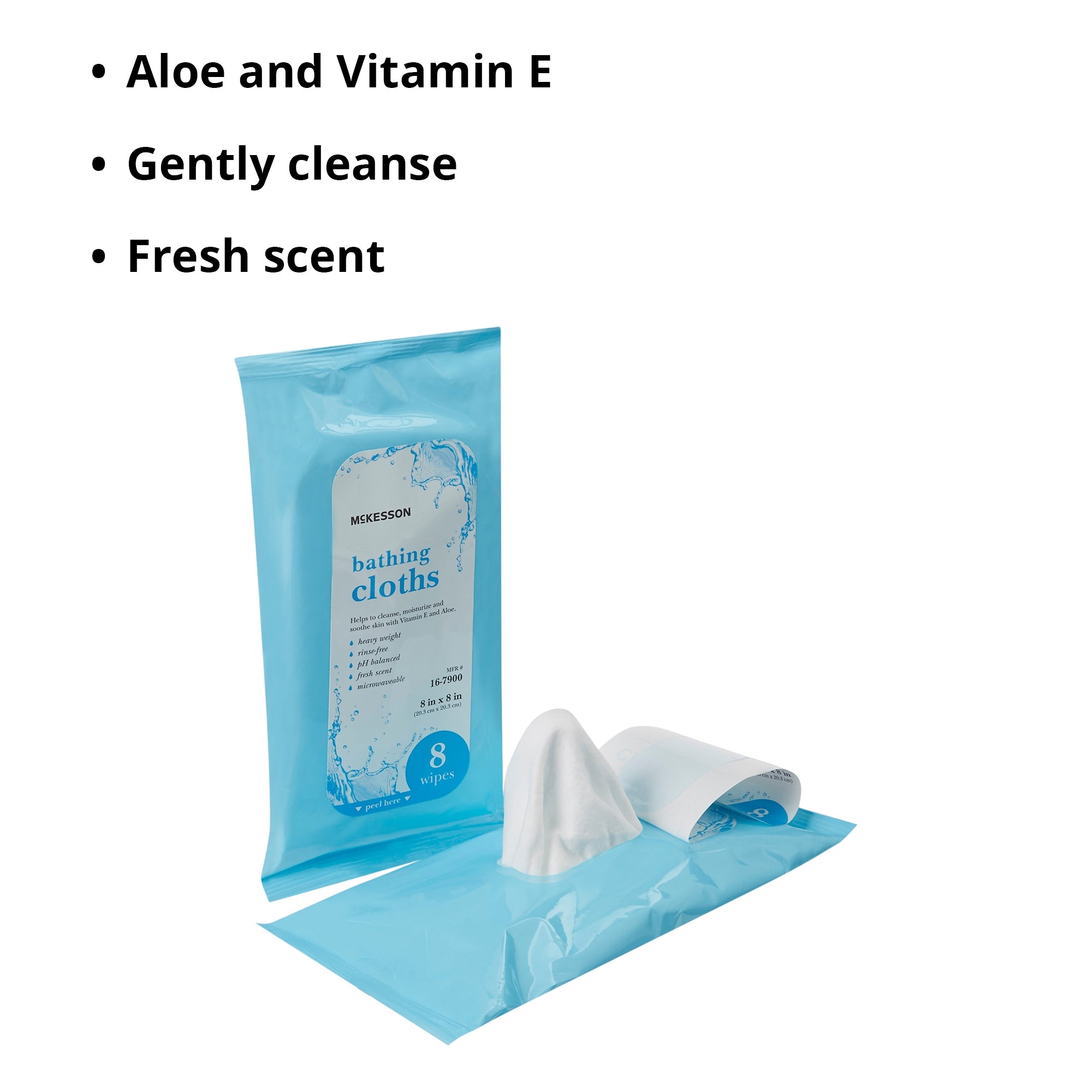 Rinse-Free Bath Wipe McKesson Soft Pack Scented 8 Count, Packaging Type- Case