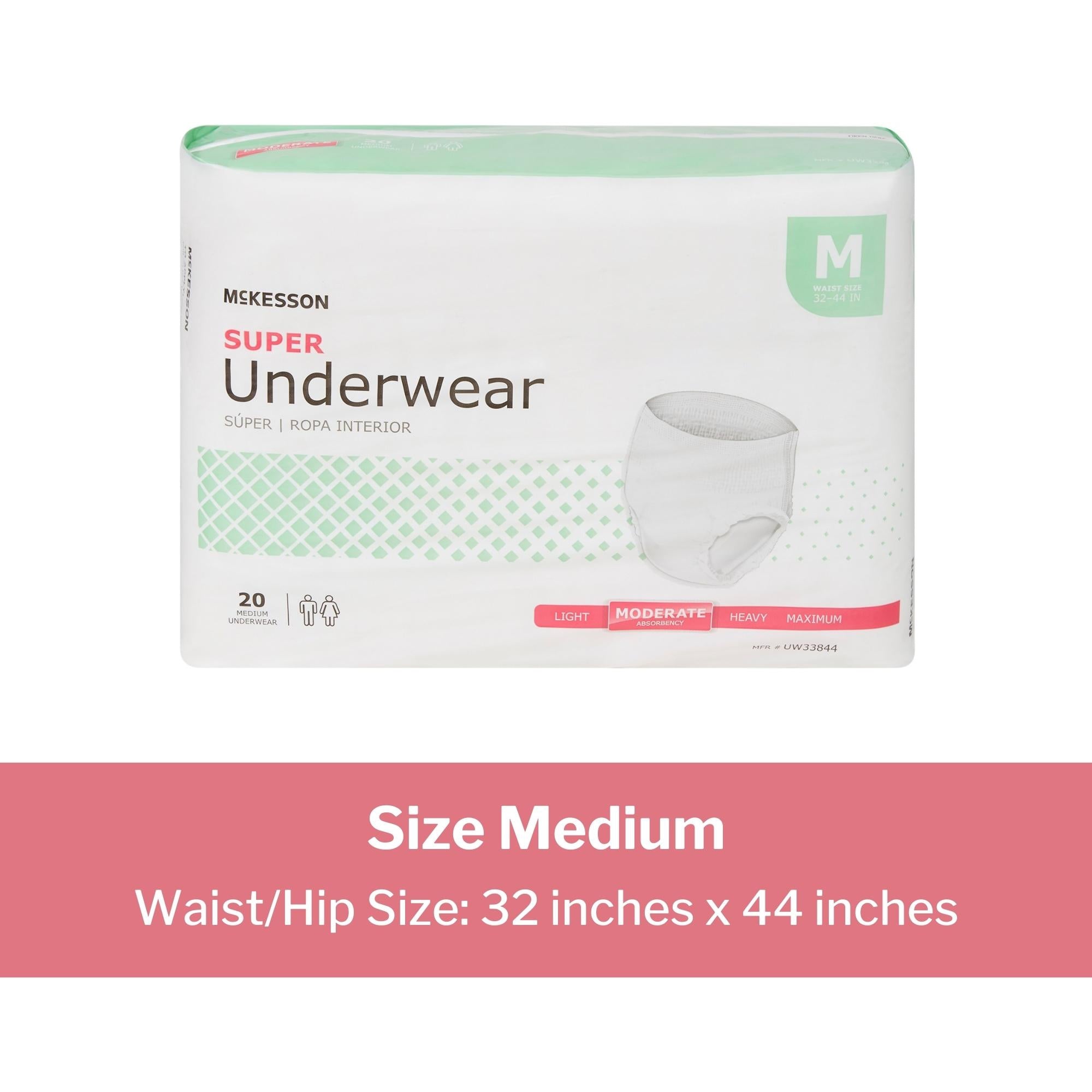 Unisex Adult Absorbent Underwear McKesson Pull On with Tear Away Seams Medium Disposable Moderate Absorbency, Packaging Type- Case