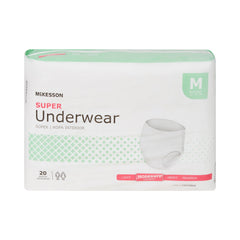 Unisex Adult Absorbent Underwear McKesson Pull On with Tear Away Seams Medium Disposable Moderate Absorbency | 4BG/Case