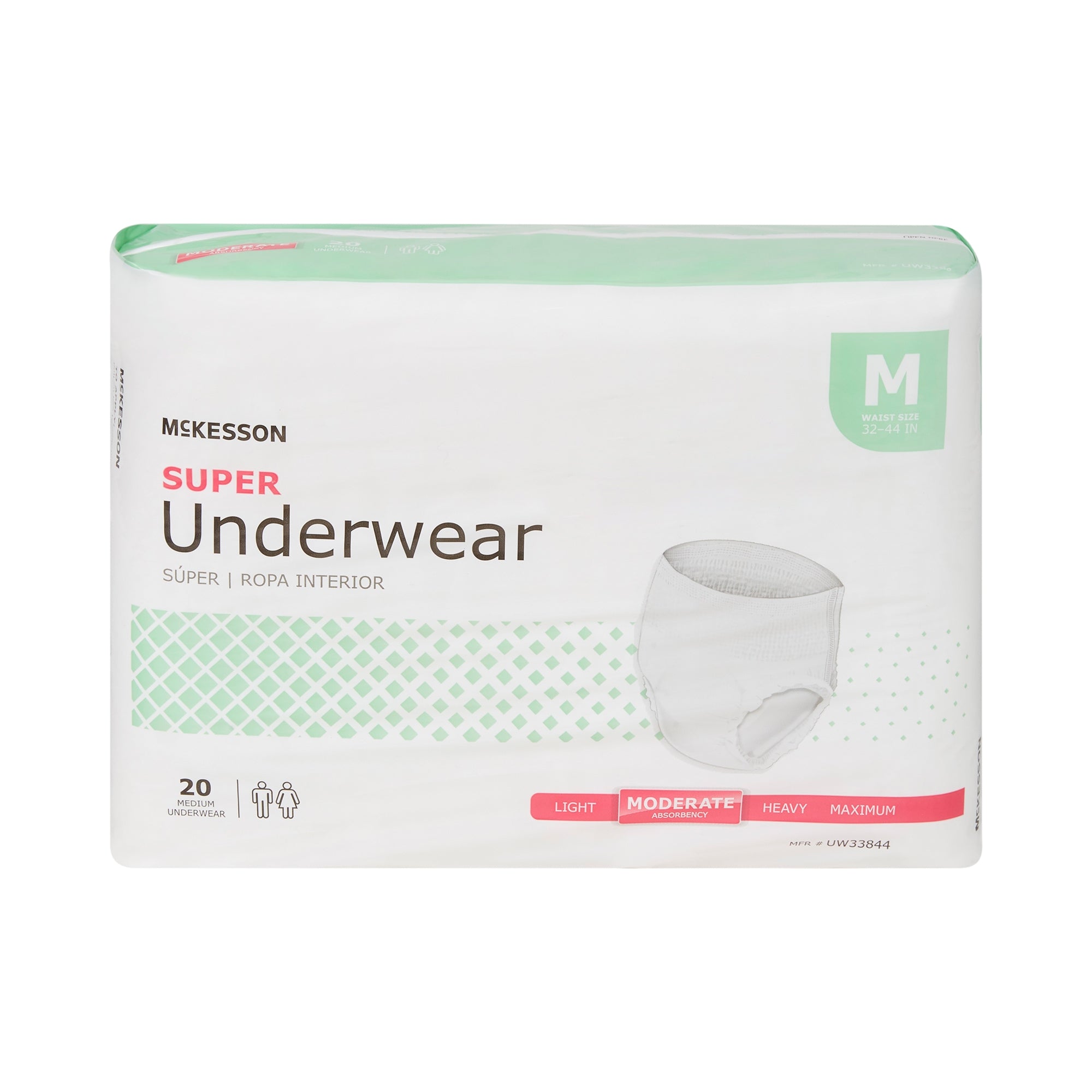 Unisex Adult Absorbent Underwear McKesson Pull On with Tear Away Seams Medium Disposable Moderate Absorbency | 4BG/Case