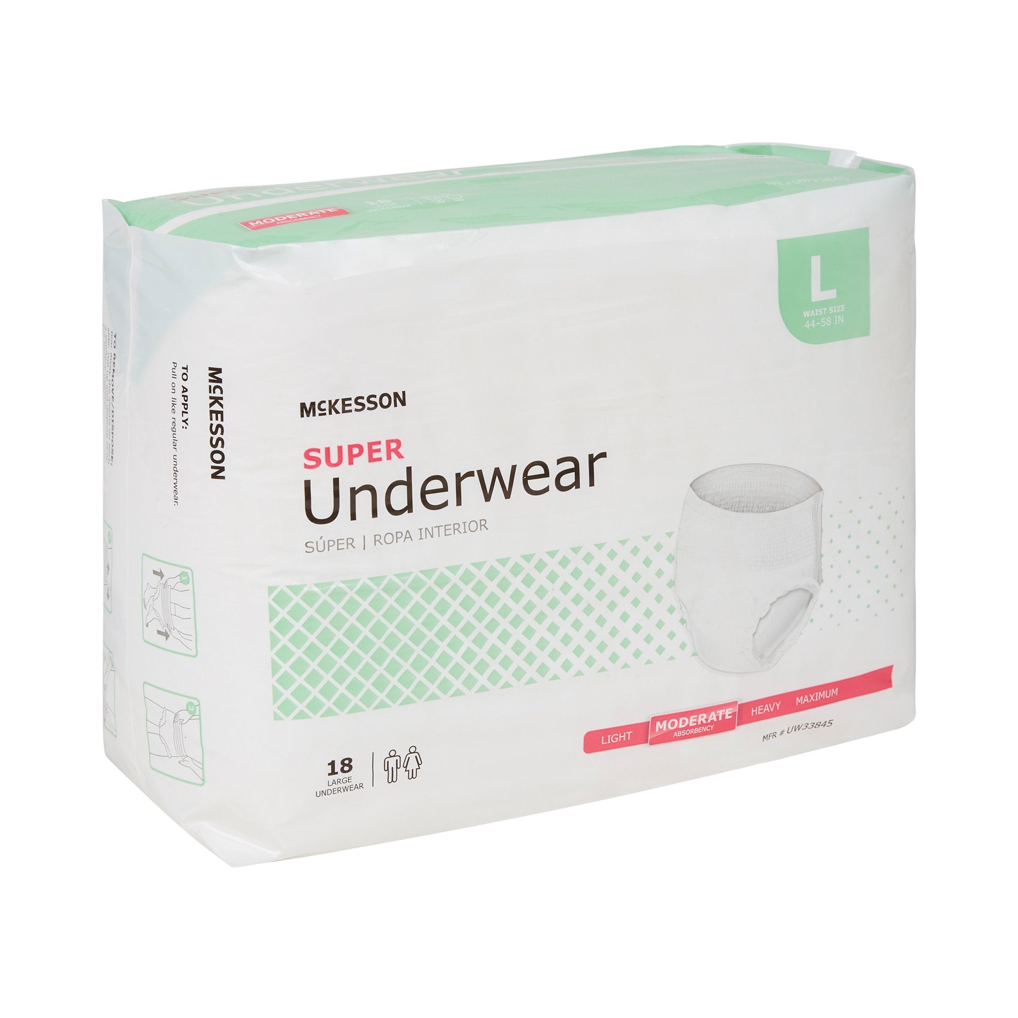 Unisex Adult Absorbent Underwear McKesson Pull On with Tear Away Seams Large Disposable Moderate Absorbency, Packaging Type- Case