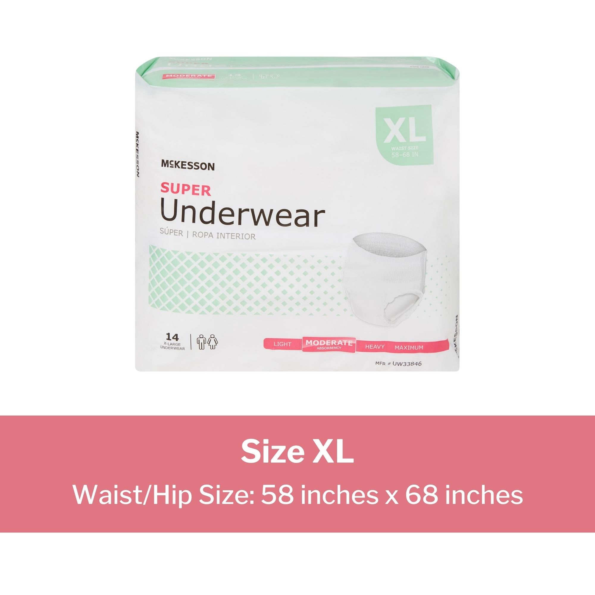 Unisex Adult Absorbent Underwear McKesson Pull On with Tear Away Seams X-Large Disposable Moderate Absorbency, Packaging Type- Case