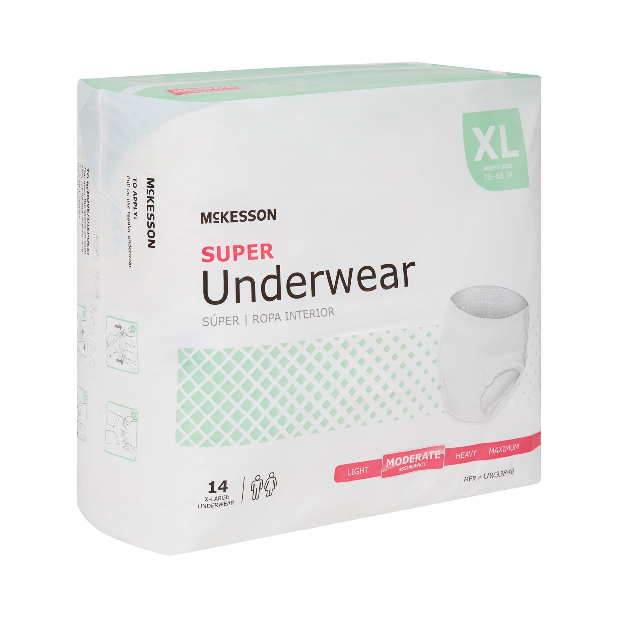 Unisex Adult Absorbent Underwear McKesson Pull On with Tear Away Seams X-Large Disposable Moderate Absorbency | 4BG/Case