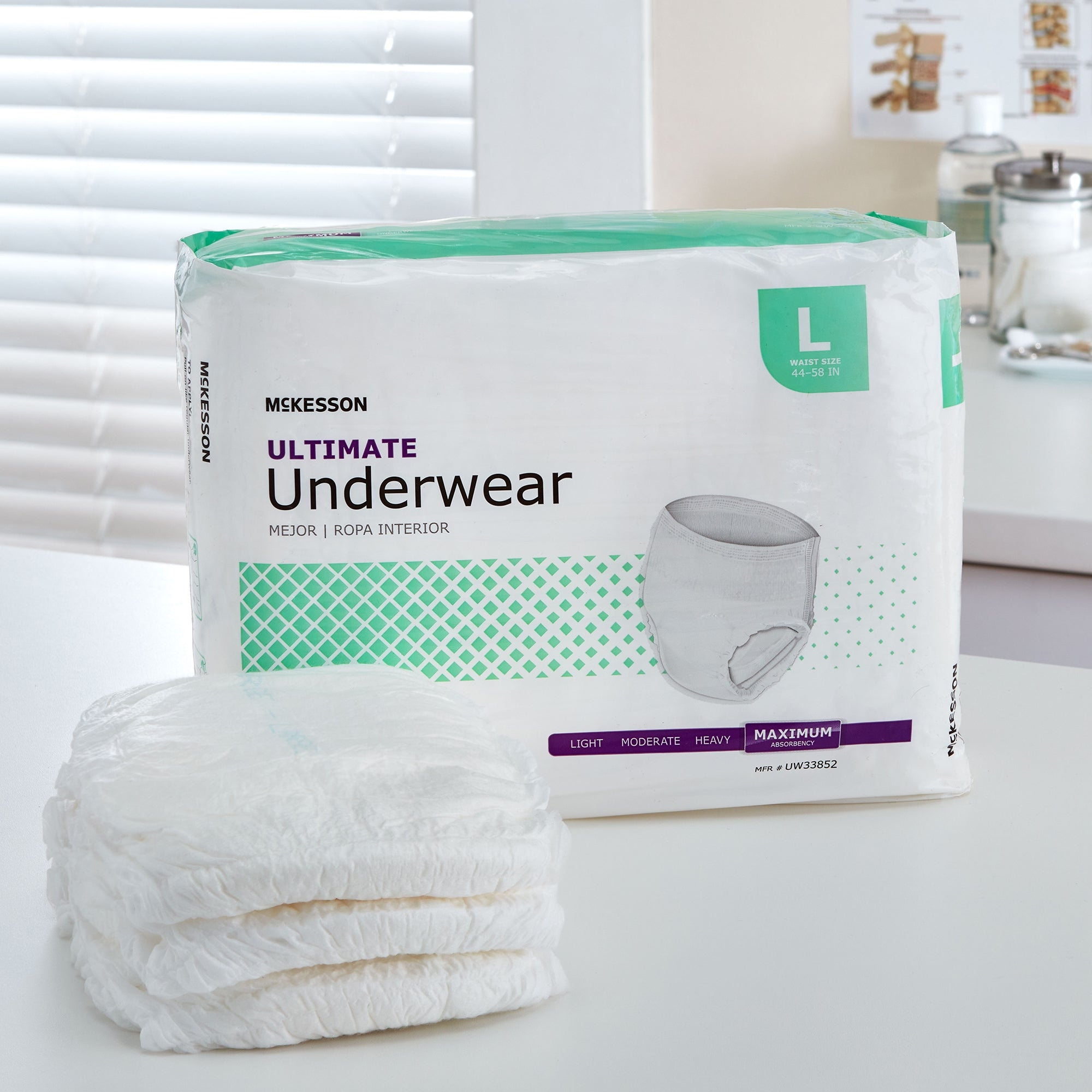 Unisex Adult Absorbent Underwear McKesson Pull On with Tear Away Seams Large Disposable Heavy Absorbency, Packaging Type - Bag