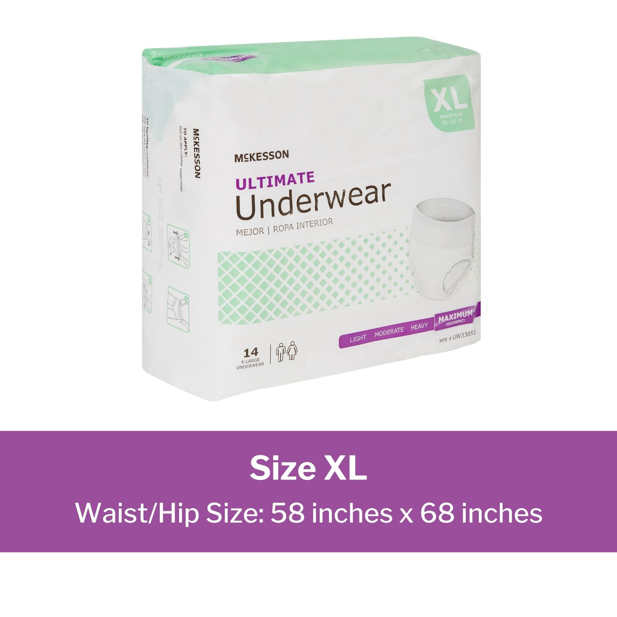 Unisex Adult Absorbent Underwear McKesson Pull On with Tear Away Seams X-Large Disposable Heavy Absorbency, Packaging Type- Case