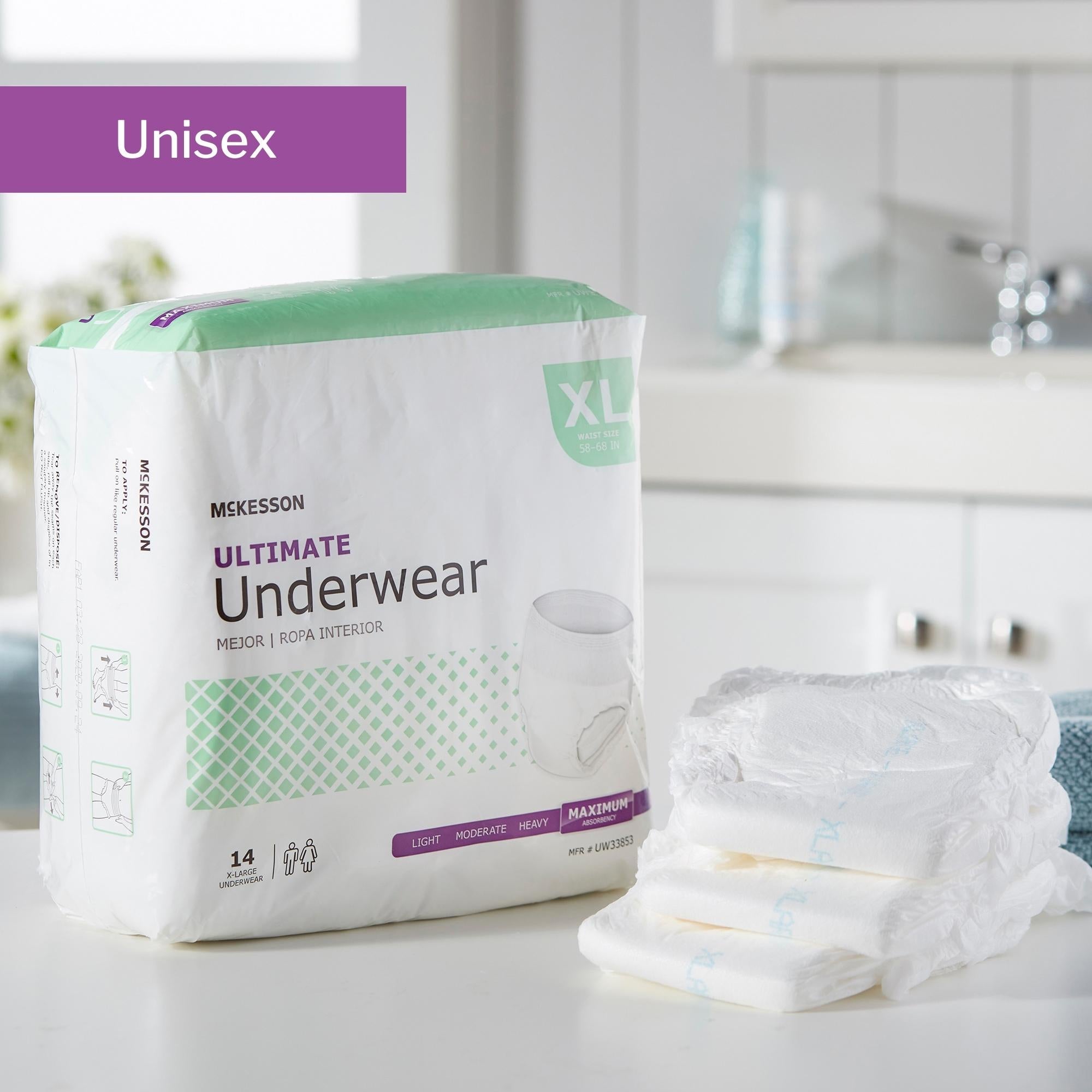 Unisex Adult Absorbent Underwear McKesson Pull On with Tear Away Seams X-Large Disposable Heavy Absorbency, Packaging Type- Case