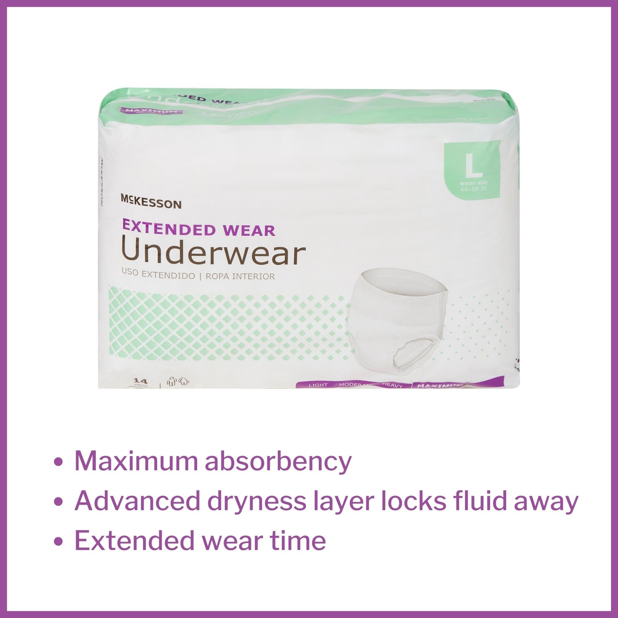 Unisex Adult Absorbent Underwear McKesson Pull On with Tear Away Seams Large Disposable Heavy Absorbency, Packaging Type- Case