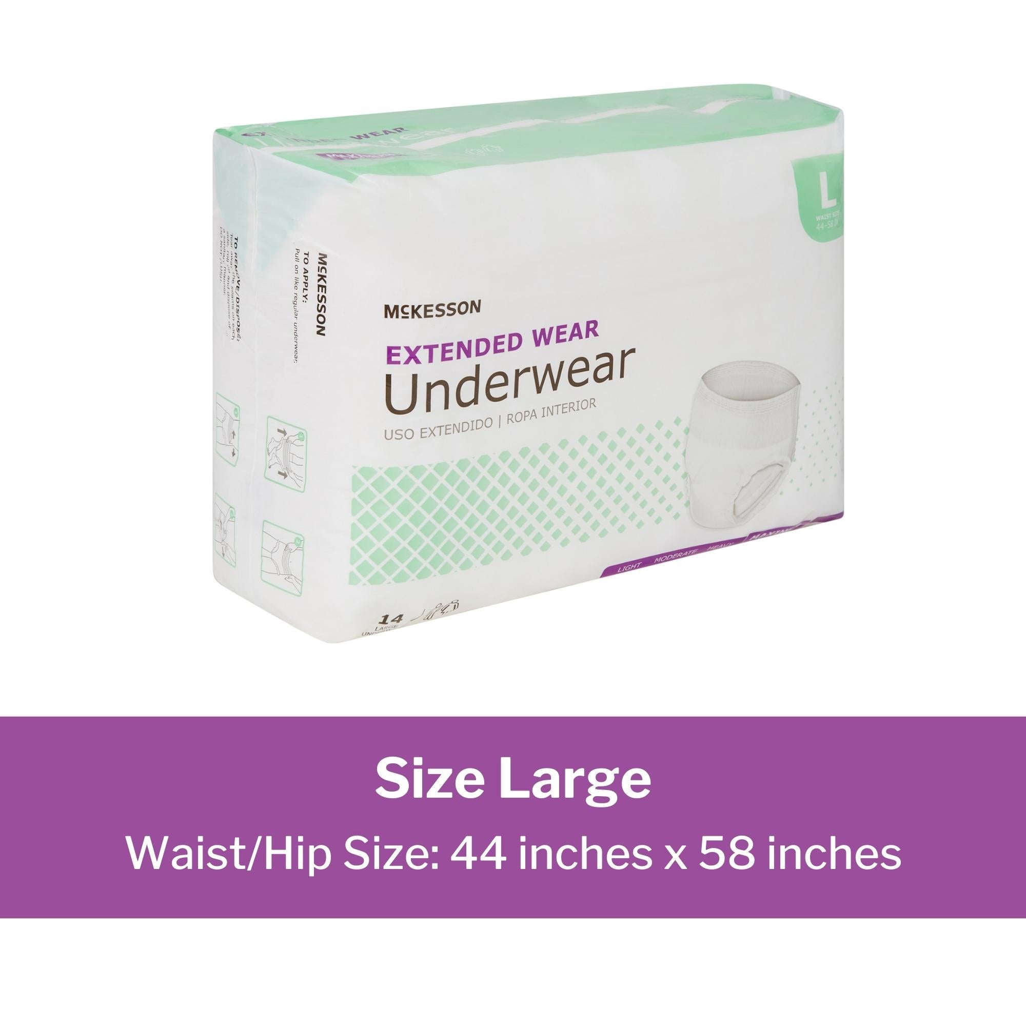 Unisex Adult Absorbent Underwear McKesson Pull On with Tear Away Seams Large Disposable Heavy Absorbency, Packaging Type- Case