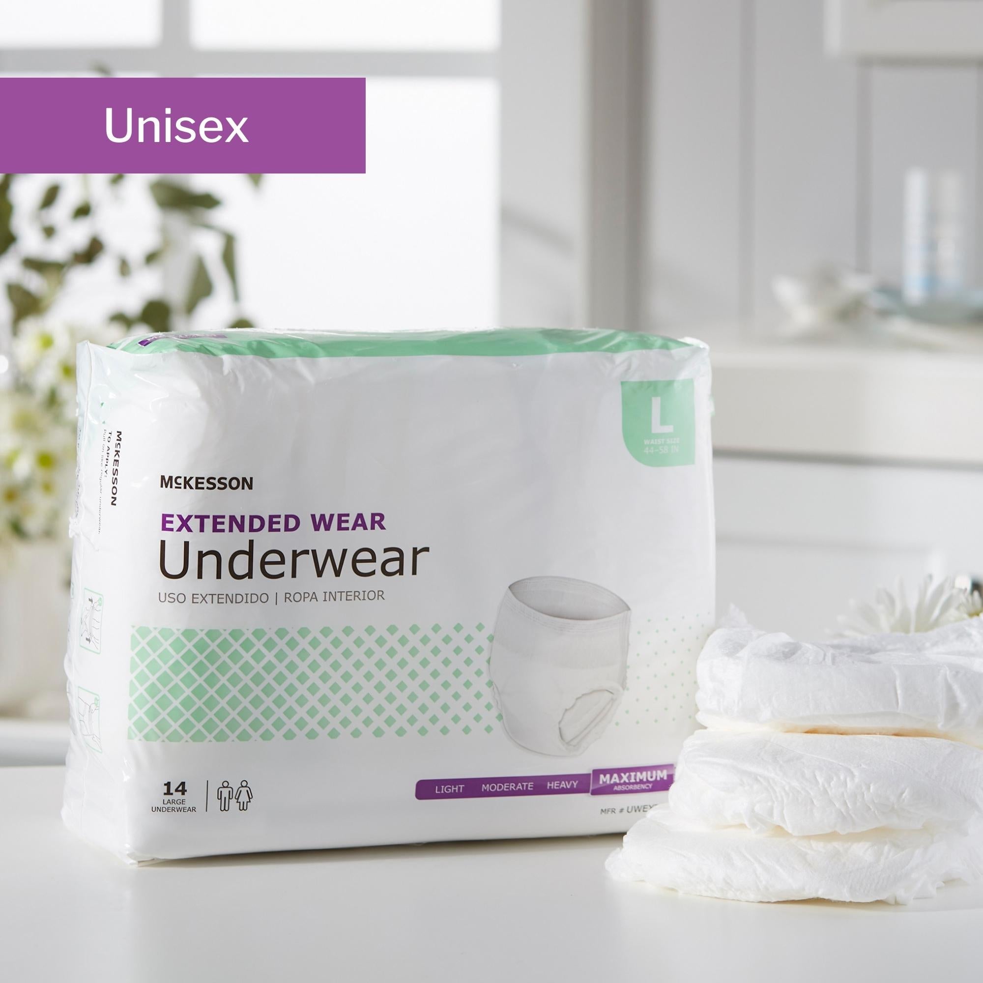 Unisex Adult Absorbent Underwear McKesson Pull On with Tear Away Seams Large Disposable Heavy Absorbency, Packaging Type- Case