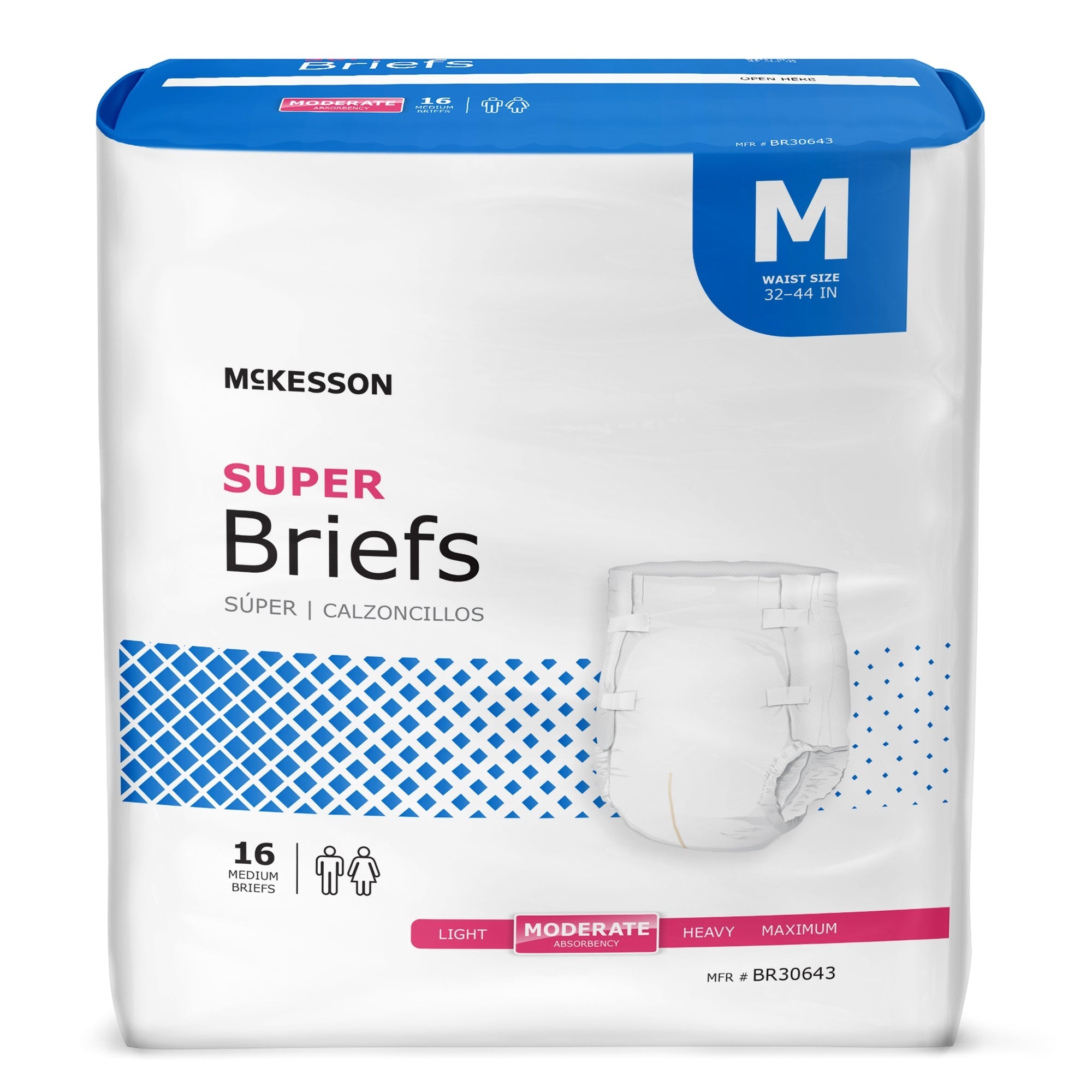 Unisex Adult Incontinence Brief McKesson Medium Disposable Moderate Absorbency, Packaging Type- Case