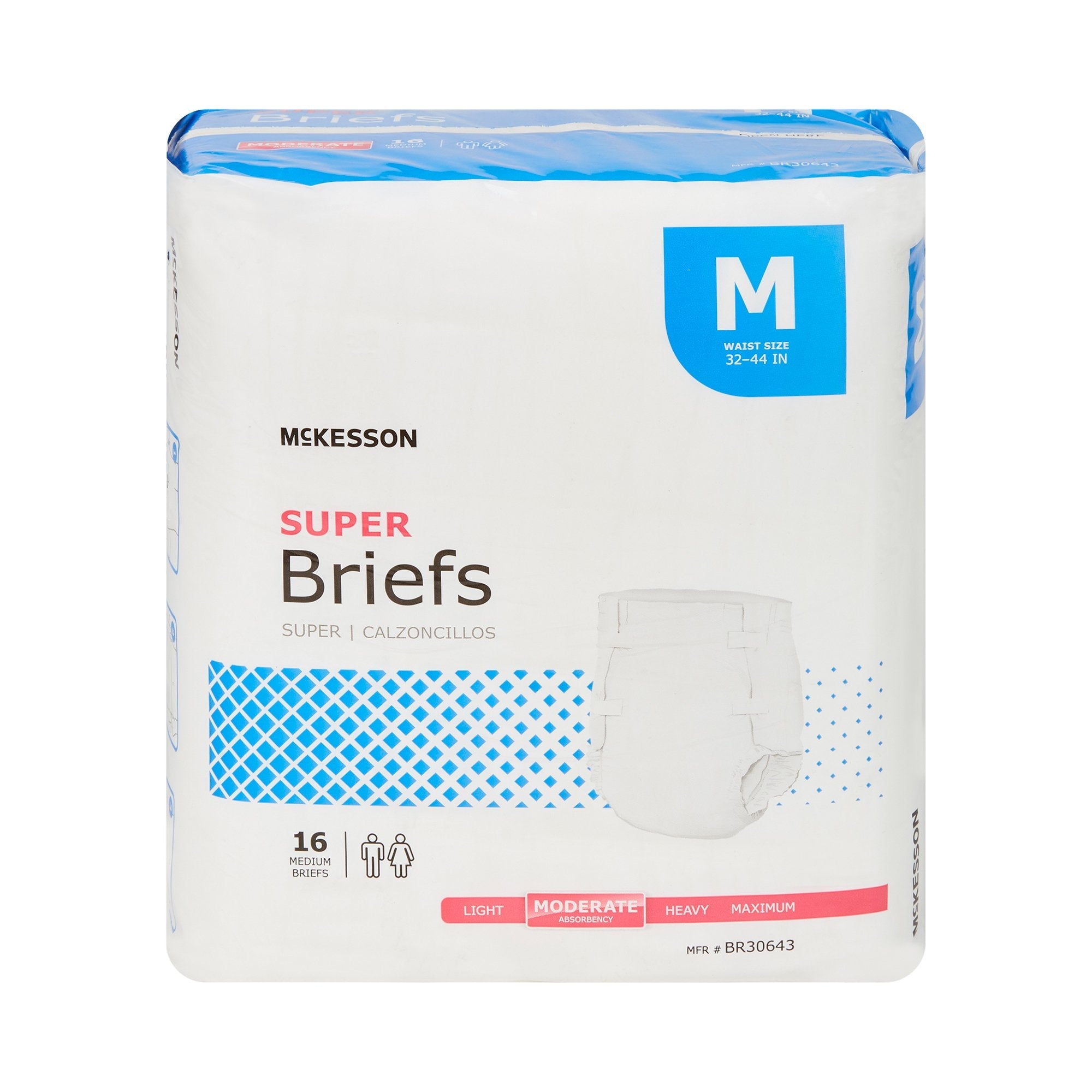 Unisex Adult Incontinence Brief McKesson Medium Disposable Moderate Absorbency, Packaging Type- Case