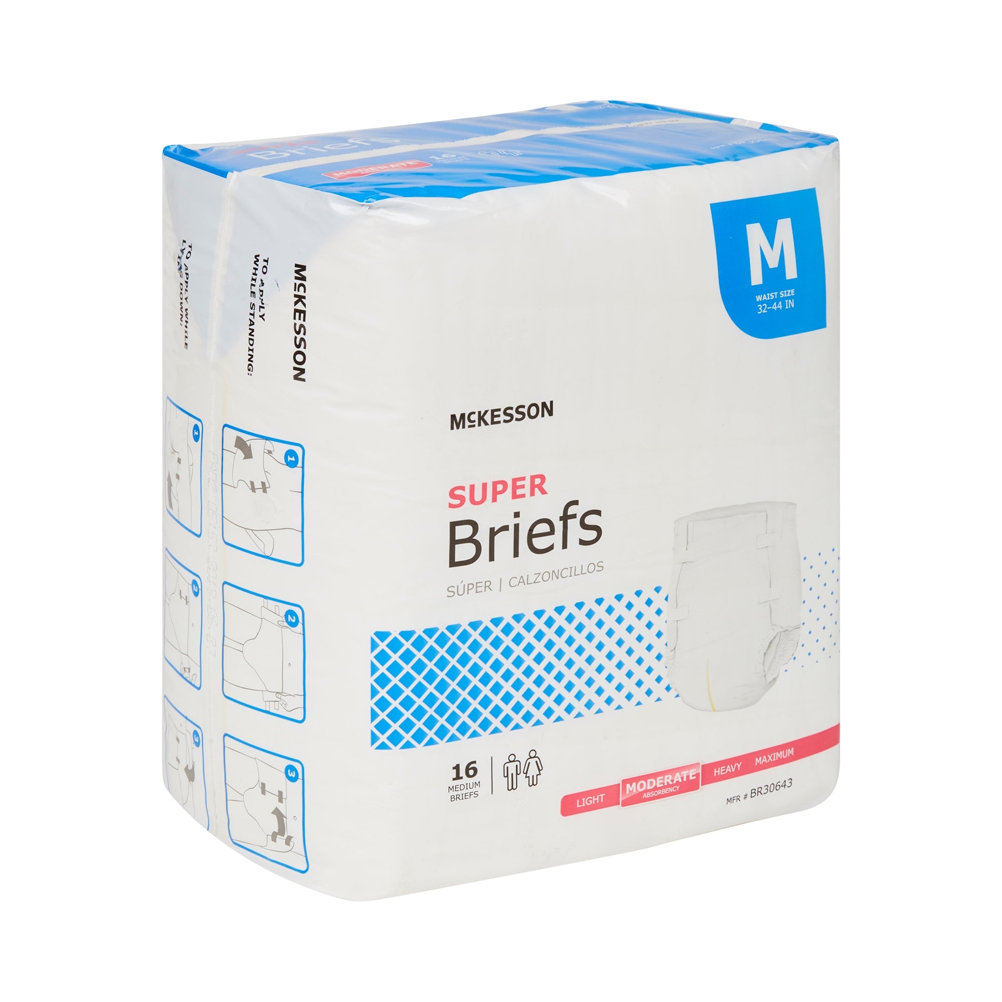 Unisex Adult Incontinence Brief McKesson Medium Disposable Moderate Absorbency, Packaging Type- Case
