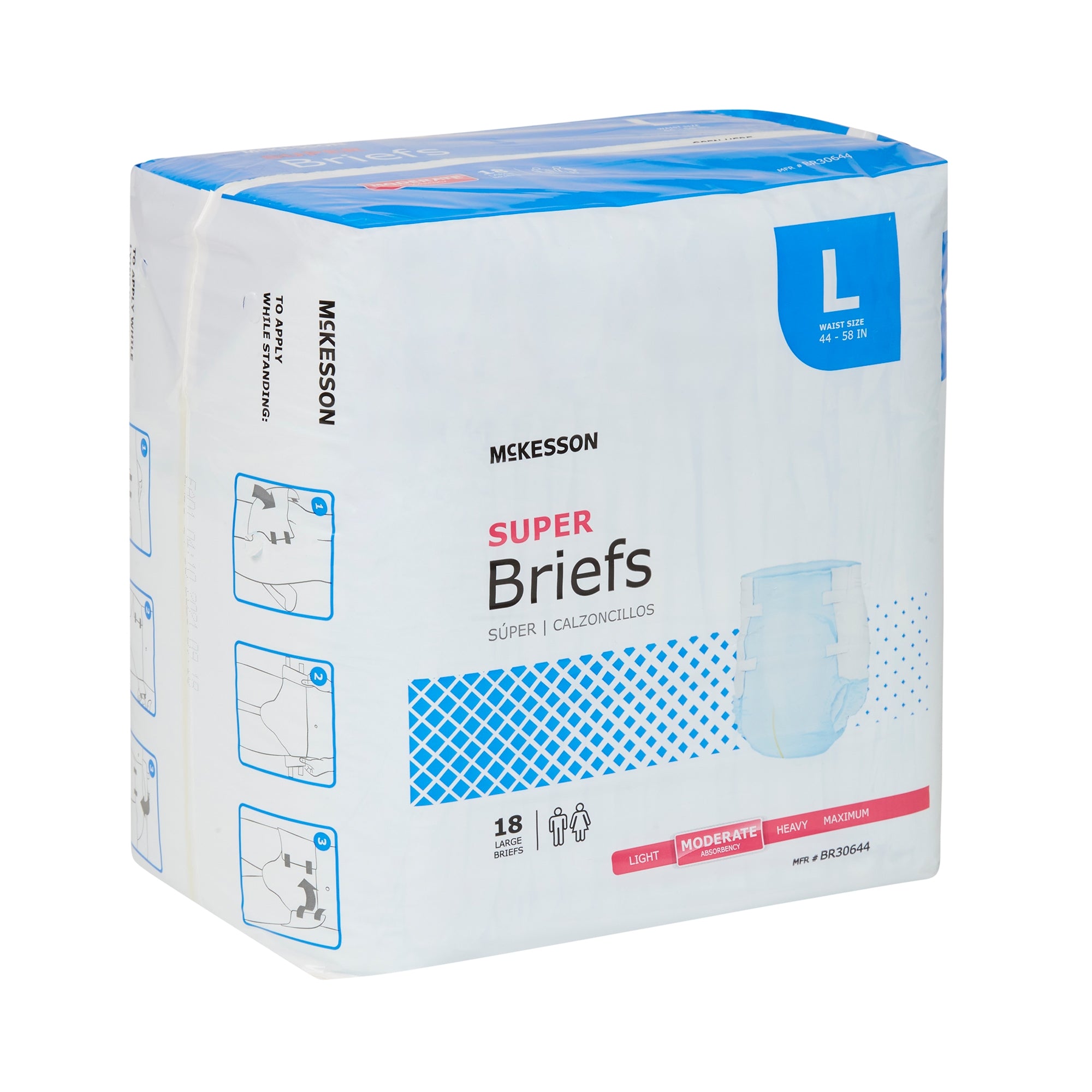 Unisex Adult Incontinence Brief McKesson Large Disposable Moderate Absorbency, Packaging Type- Case