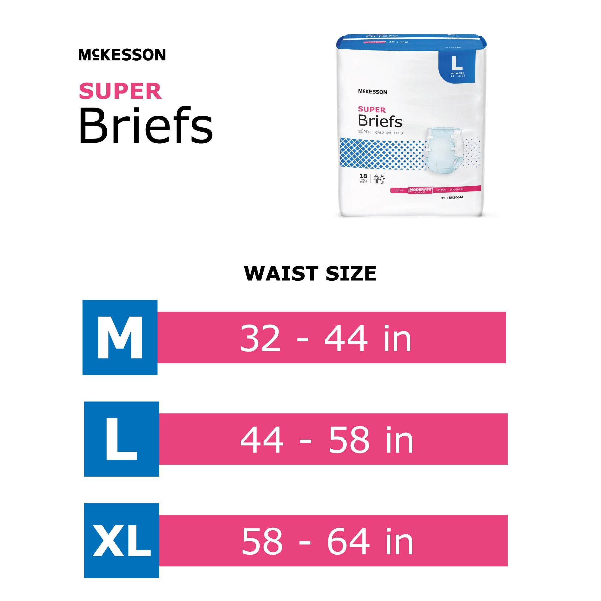 Unisex Adult Incontinence Brief McKesson X-Large Disposable Moderate Absorbency, Packaging Type- Case