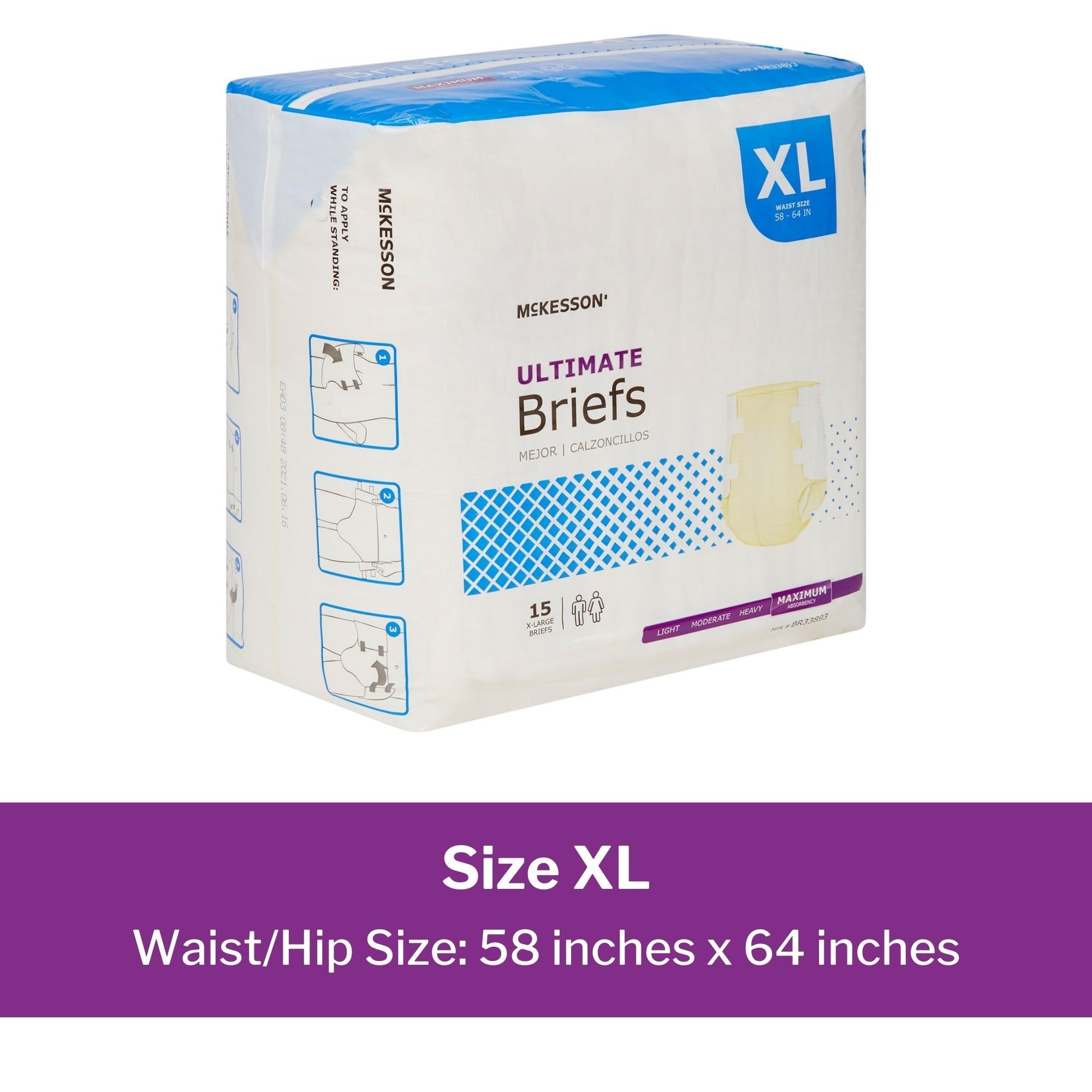 Unisex Adult Incontinence Brief McKesson X-Large Disposable Heavy Absorbency, Packaging Type- Case