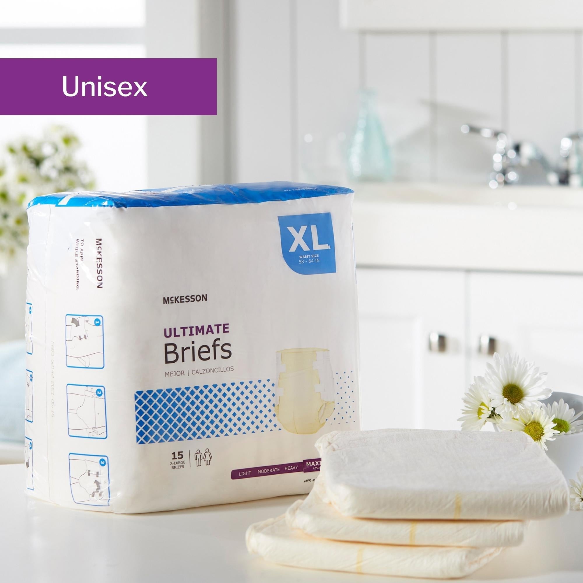 Unisex Adult Incontinence Brief McKesson X-Large Disposable Heavy Absorbency, Packaging Type- Case