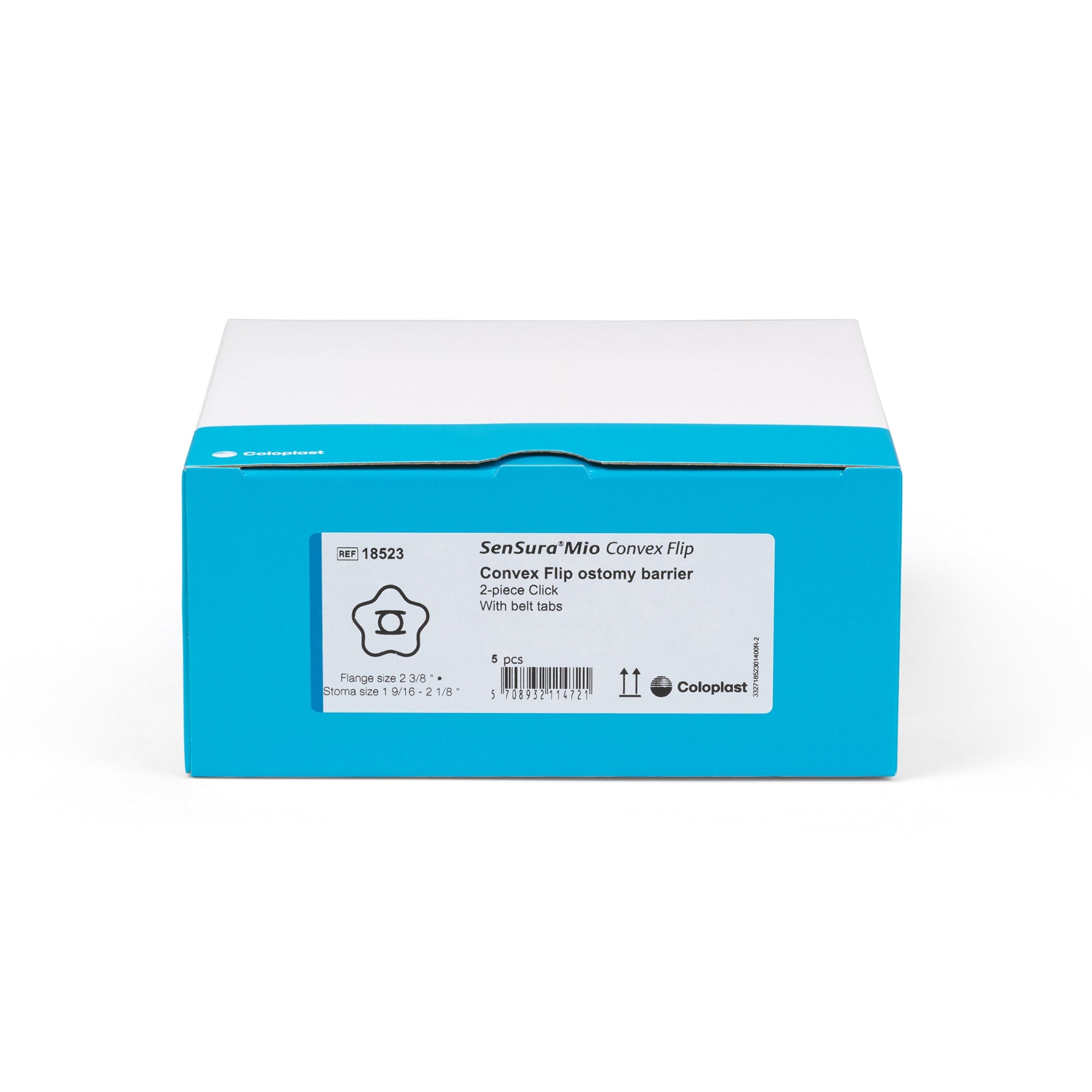 Ostomy Barrier SenSura Mio Convex Flip Precut, Extended Wear Elastic Adhesive 70 mm Flange Yellow Code System 2 Inch Opening | 5/Box