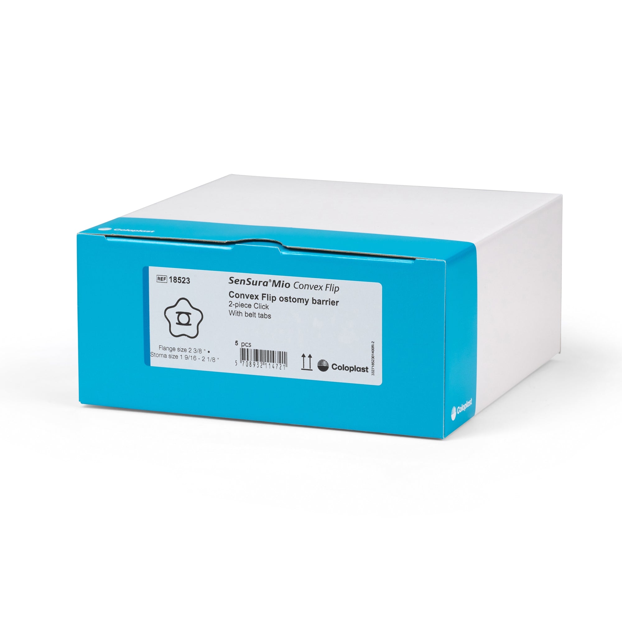 Ostomy Barrier SenSura Mio Convex Flip Precut, Extended Wear Elastic Adhesive 70 mm Flange Yellow Code System 2 Inch Opening | 5/Box