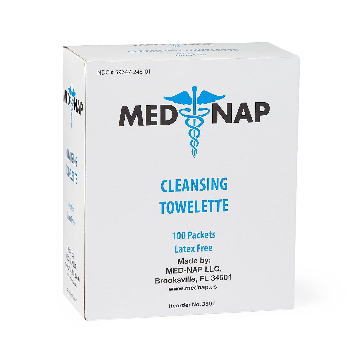 Toallitas antisépticas para la piel Med Nap, paquete individual, aroma a alcohol, 100 unidades, tipo de embalaje: caja