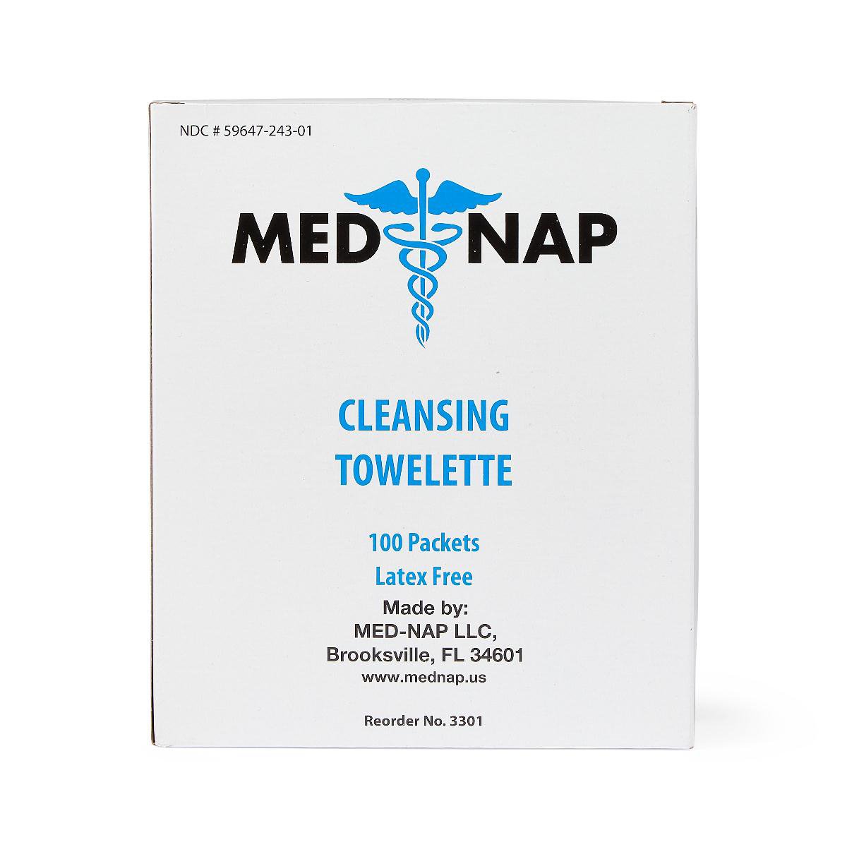 Toallitas antisépticas para la piel Med Nap, paquete individual, aroma a alcohol, 100 unidades, tipo de embalaje: caja
