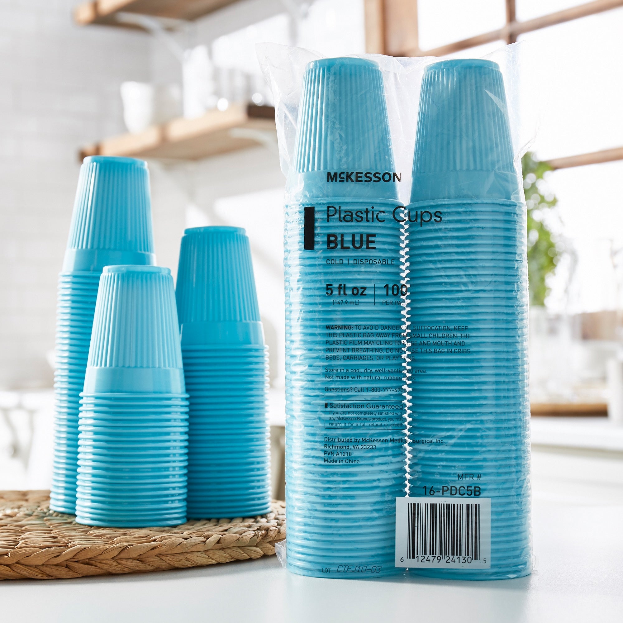Drinking Cup McKesson 5 oz. Blue Polypropylene Disposable, Packaging Type- Case