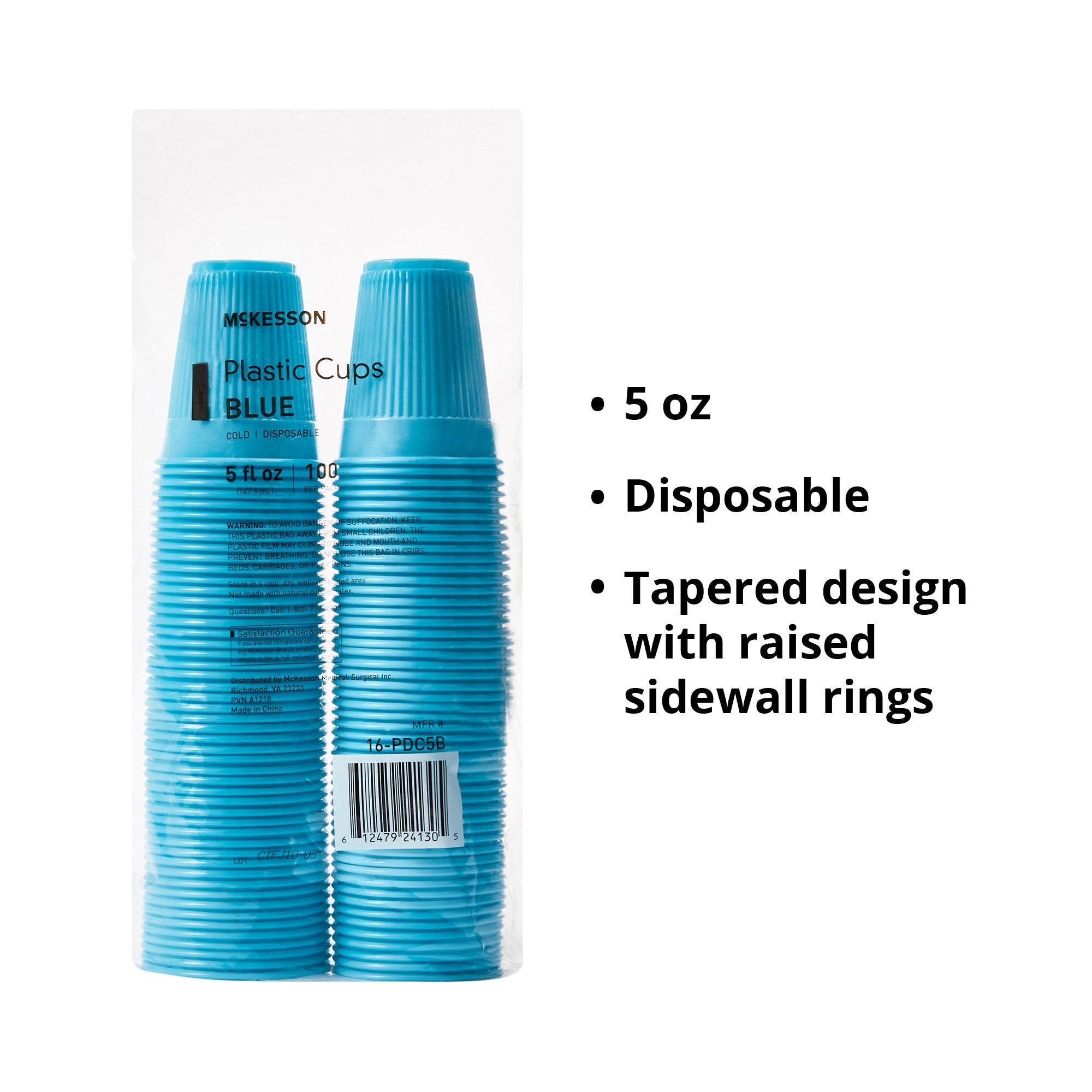 Drinking Cup McKesson 5 oz. Blue Polypropylene Disposable, Packaging Type- Case
