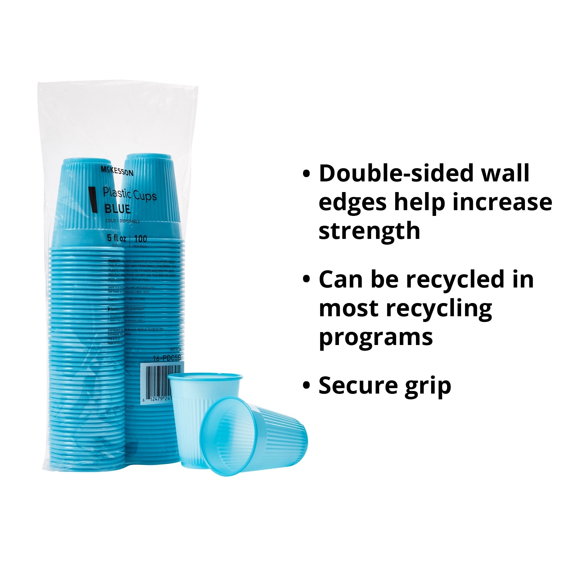 Drinking Cup McKesson 5 oz. Blue Polypropylene Disposable, Packaging Type- Case