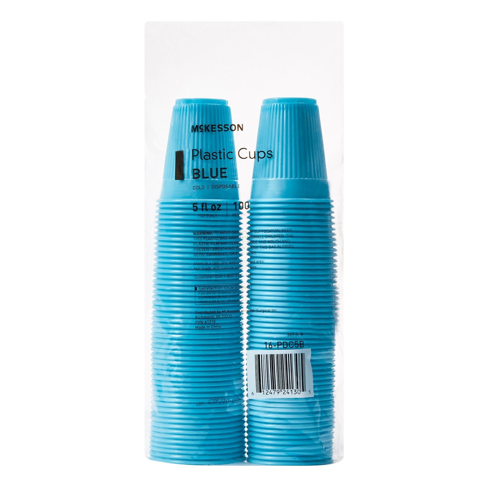 Drinking Cup McKesson 5 oz. Blue Polypropylene Disposable, Packaging Type- Case