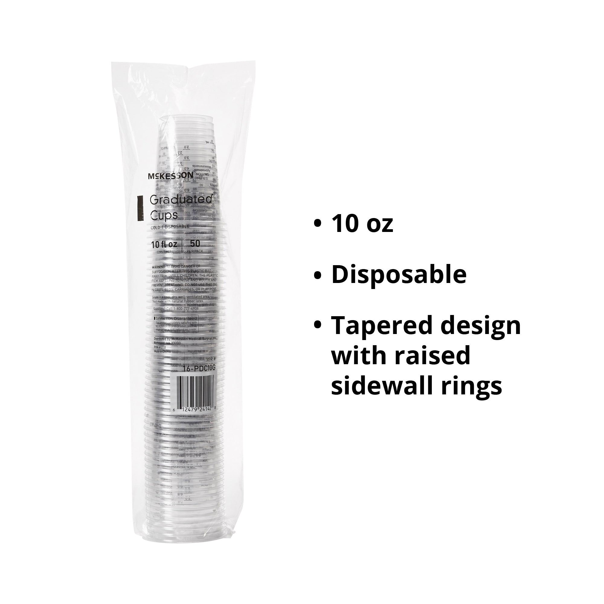 Drinking Cup McKesson 10 oz. Clear Polyethylene Disposable, Packaging Type- Case