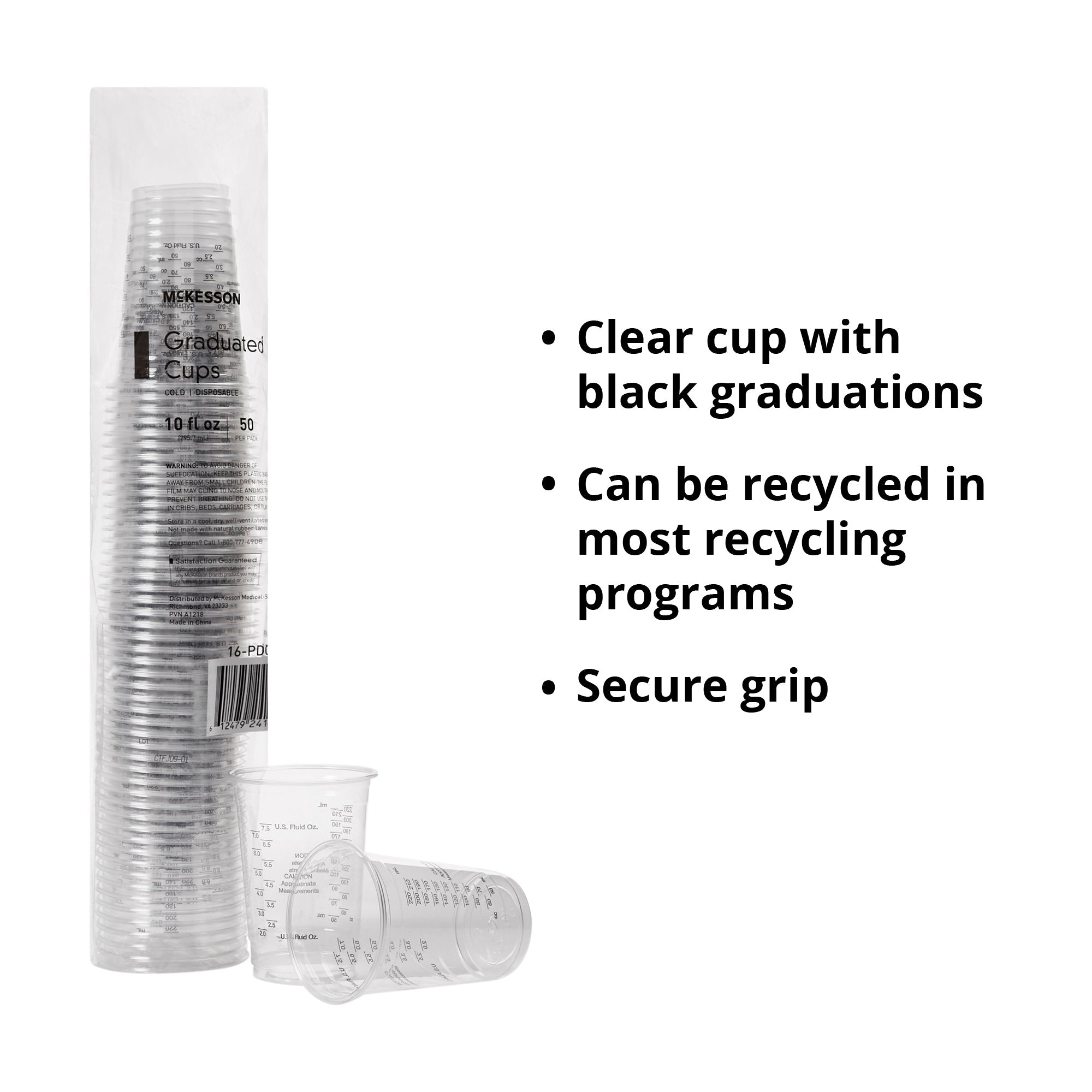 Drinking Cup McKesson 10 oz. Clear Polyethylene Disposable, Packaging Type- Case