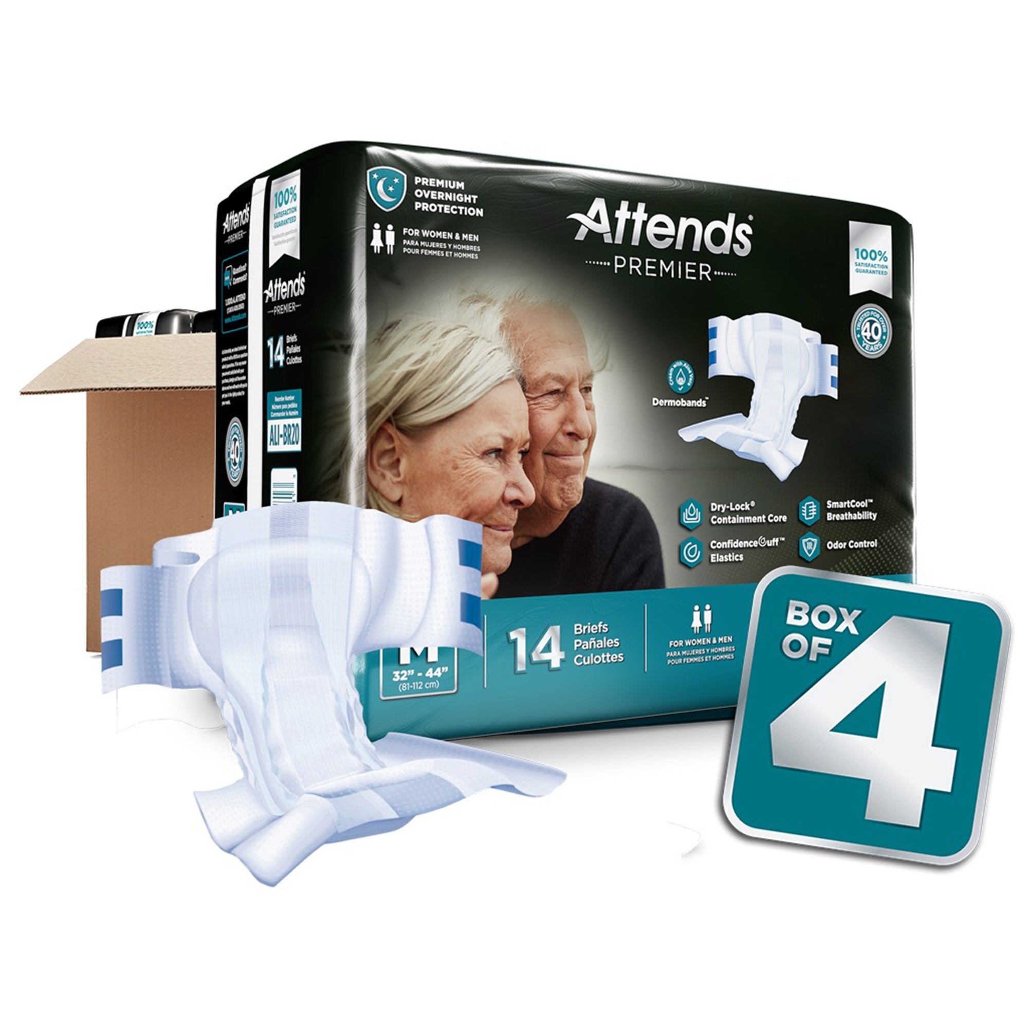 Unisex Adult Fecal Incontinence Pads Brief Attends Premier Medium Disposable Heavy Absorbency