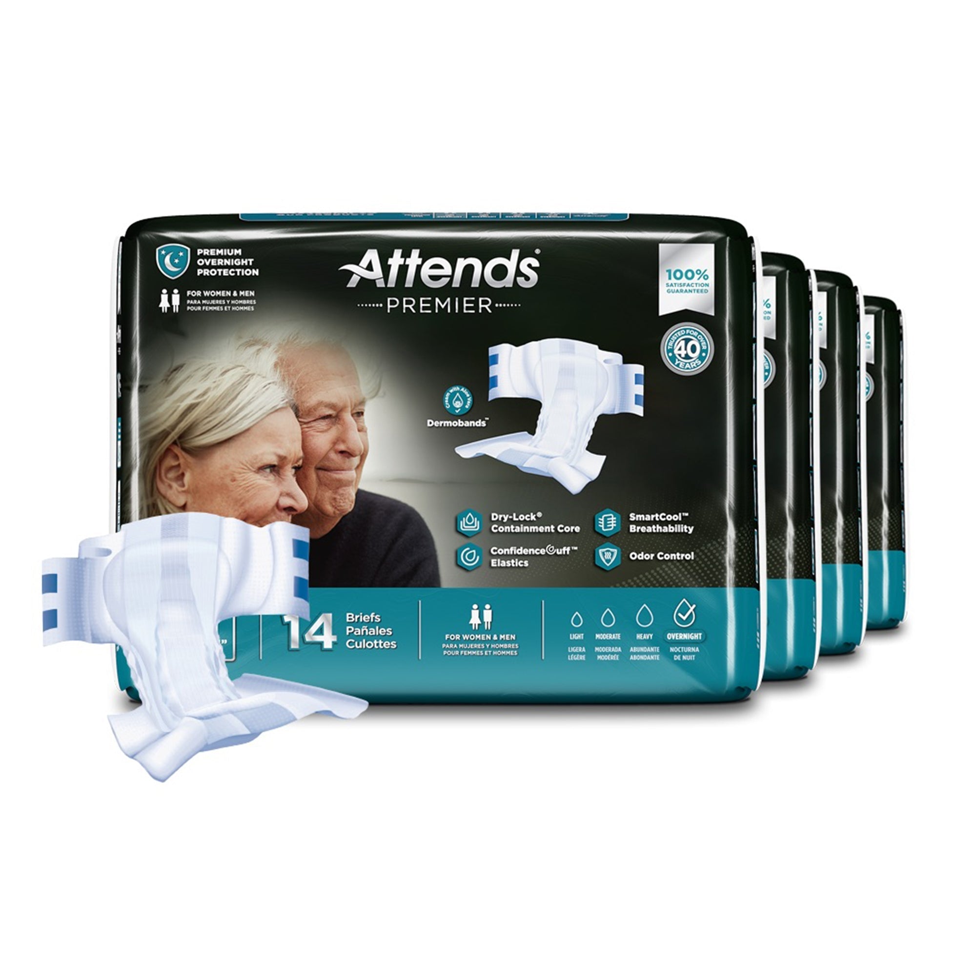 Unisex Adult Fecal Incontinence Pads Brief Attends Premier Medium Disposable Heavy Absorbency