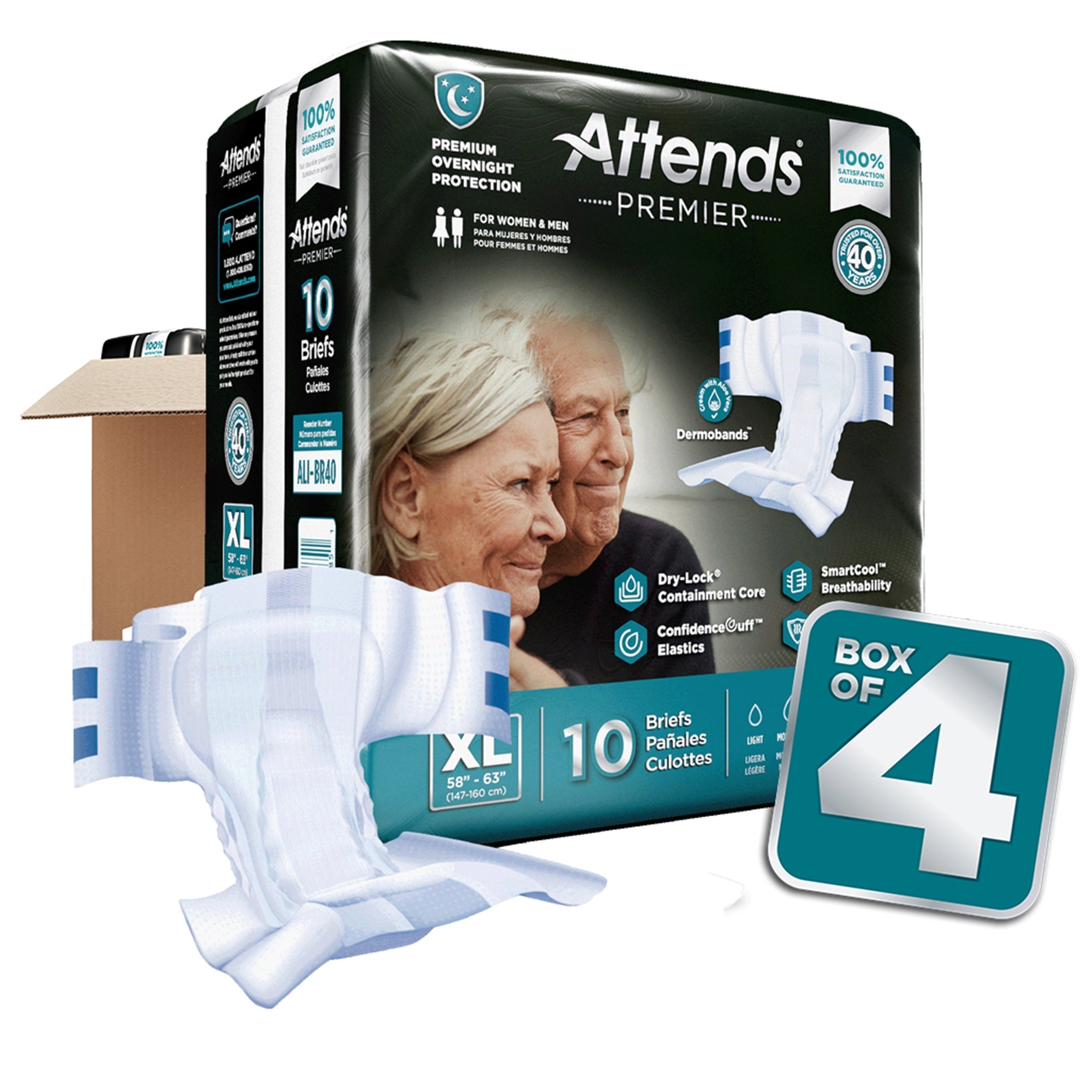 Braga desechable unisex para adultos para incontinencia Premier Extra Grande, de alta absorción. Tipo de embalaje: Estuche.