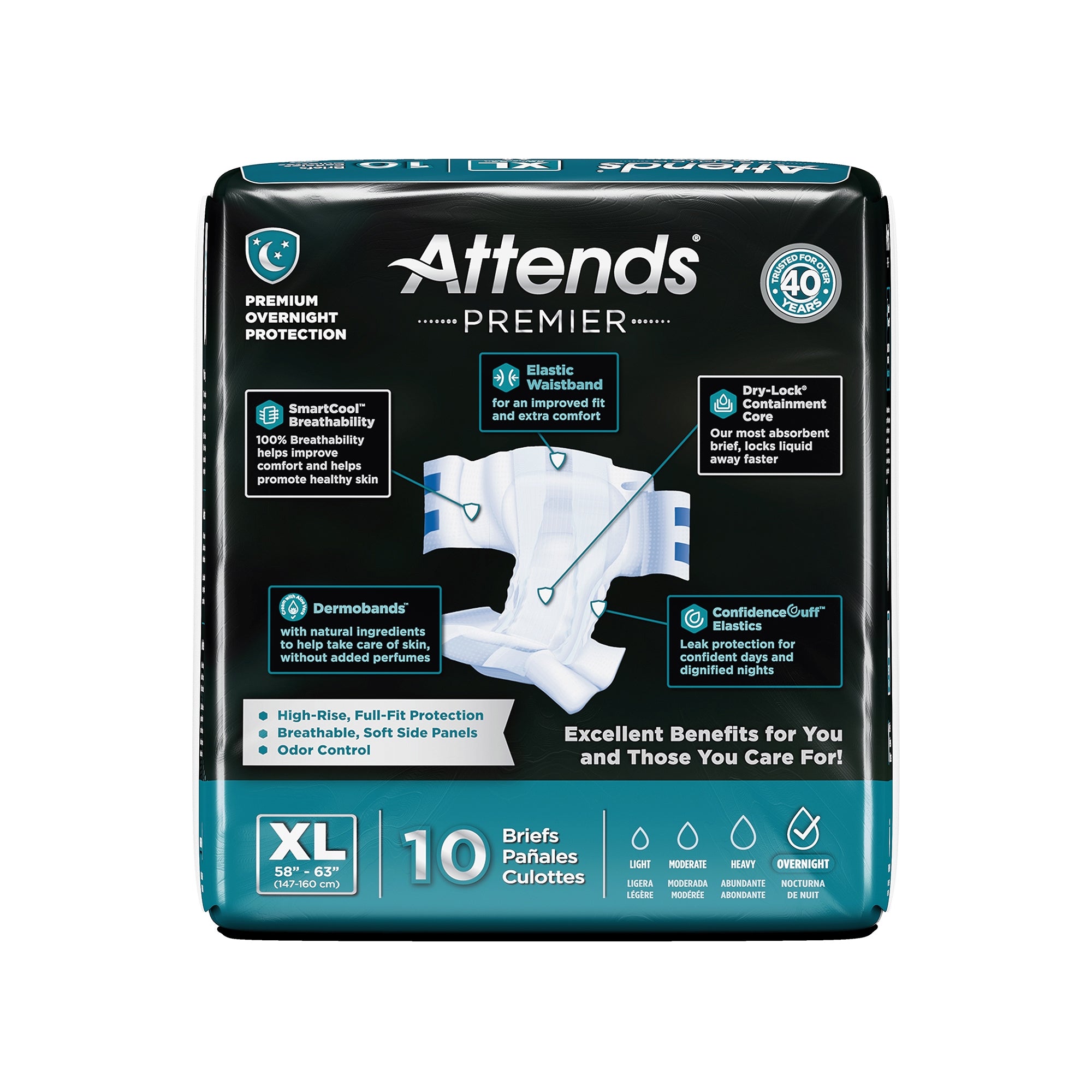 Braga desechable unisex para adultos para incontinencia Premier Extra Grande, de alta absorción. Tipo de embalaje: Estuche.