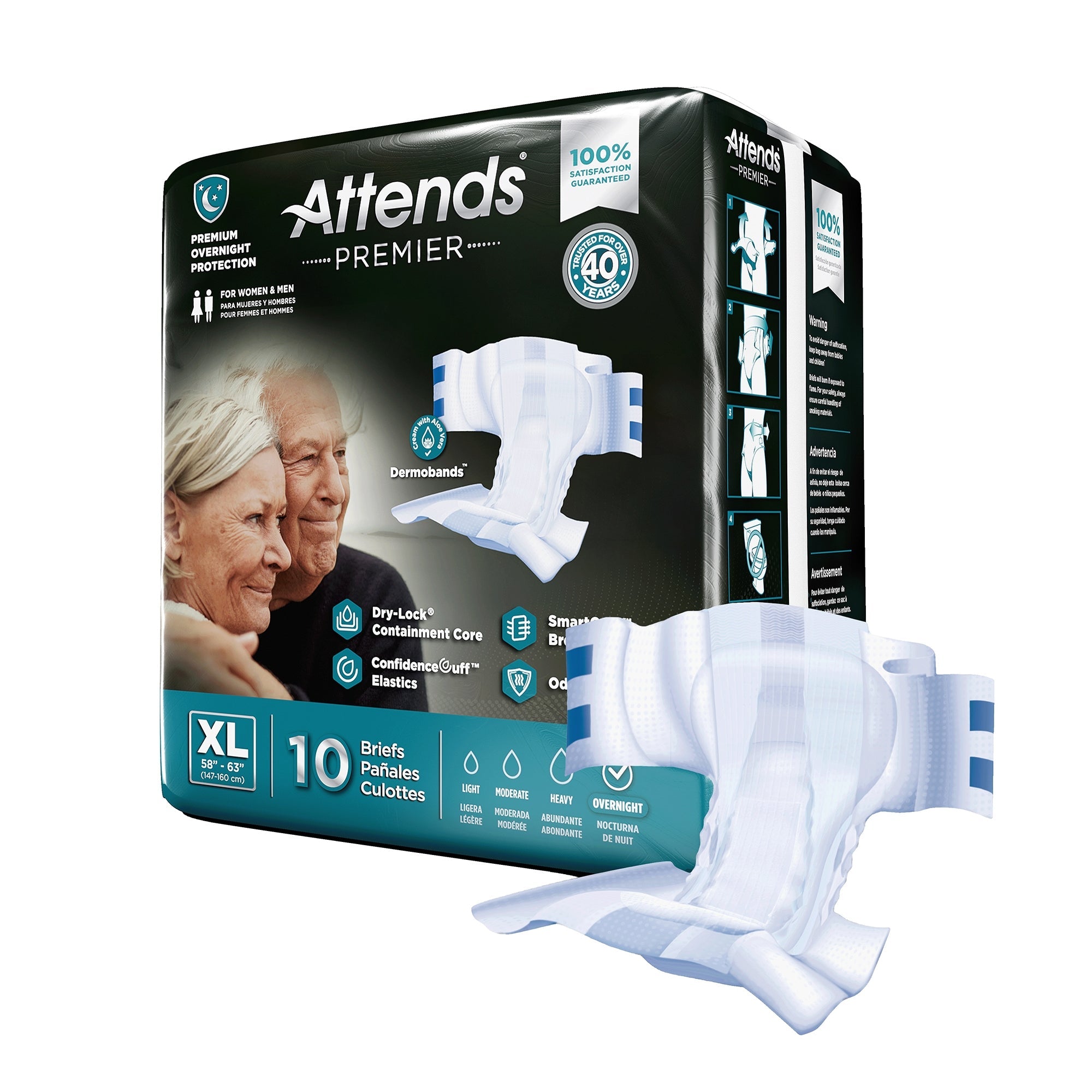 Braga desechable unisex para adultos para incontinencia Premier Extra Grande, de alta absorción. Tipo de embalaje: Estuche.