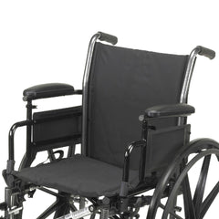 McKesson Lightweight Wheelchair – Black Dual Axle Desk-Length Arm with Swing-Away Footrest, 20" Seat, Adult 300 lb Capacity | HCPCS K0007