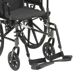 McKesson Lightweight Wheelchair – Black Dual Axle Desk-Length Arm with Swing-Away Footrest, 20" Seat, Adult 300 lb Capacity | HCPCS K0007