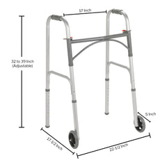Dual Release Folding with Wheels Adjustable Height McKesson Steel Frame 350 lbs. Weight Capacity 32 to 39 Inch Height, Packaging Type- Each