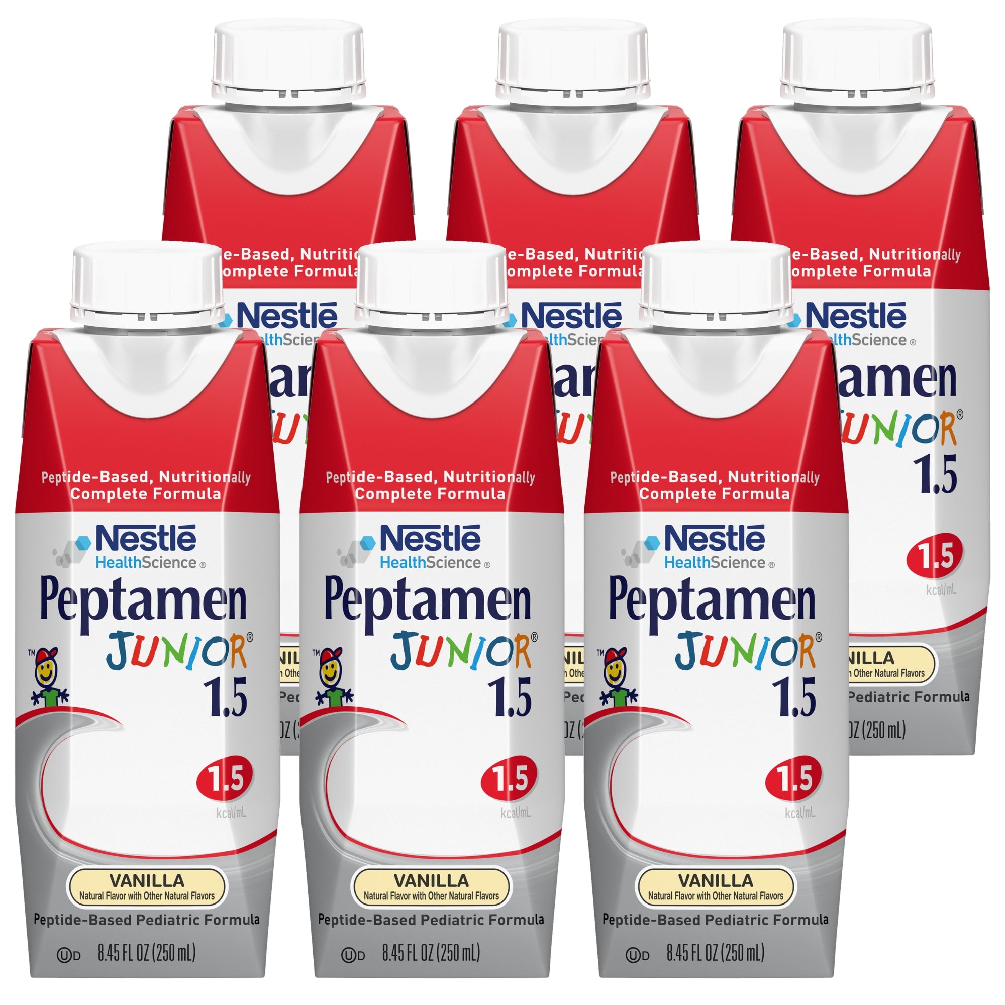 Pediatric Tube Feeding Formula Peptamen Junior 1.5 Vanilla Flavor 250 mL Carton Liquid Whey Protein Impaired GI Function  | Each