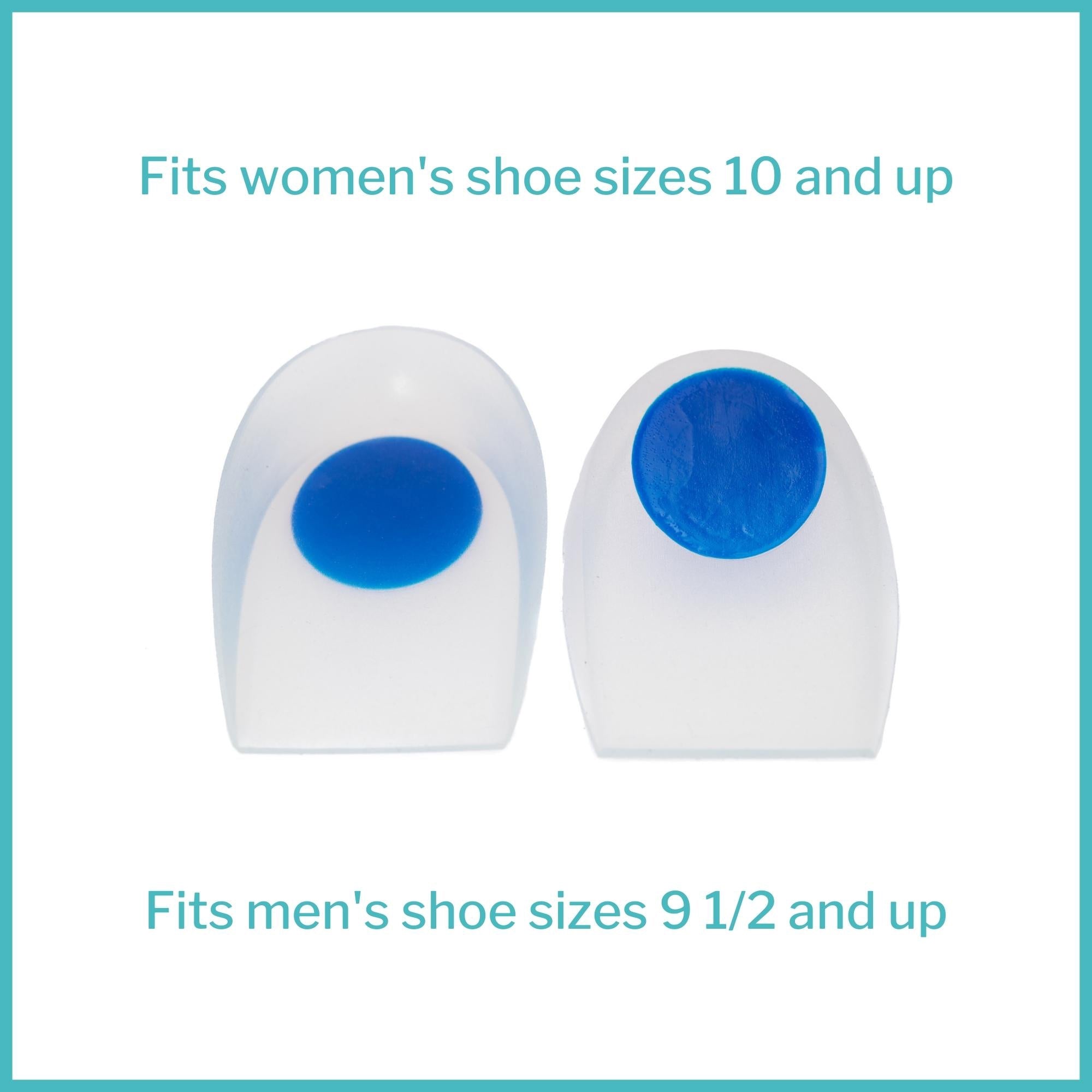 heel cup mckesson u shaped silicone gel male up to 9 1 2 female up to 10 blue transparent packaging type case