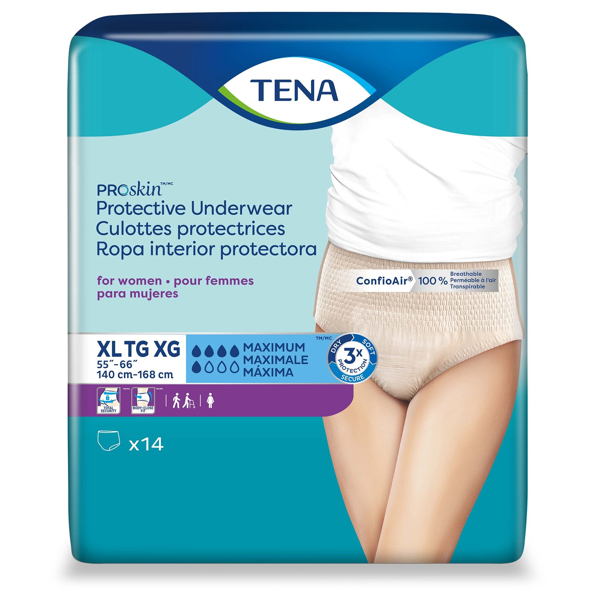Female Adult Absorbent Underwear TENA ProSkin Protective Pull On with Tear Away Seams X-Large Disposable Moderate Absorbency, Packaging Type- Case
