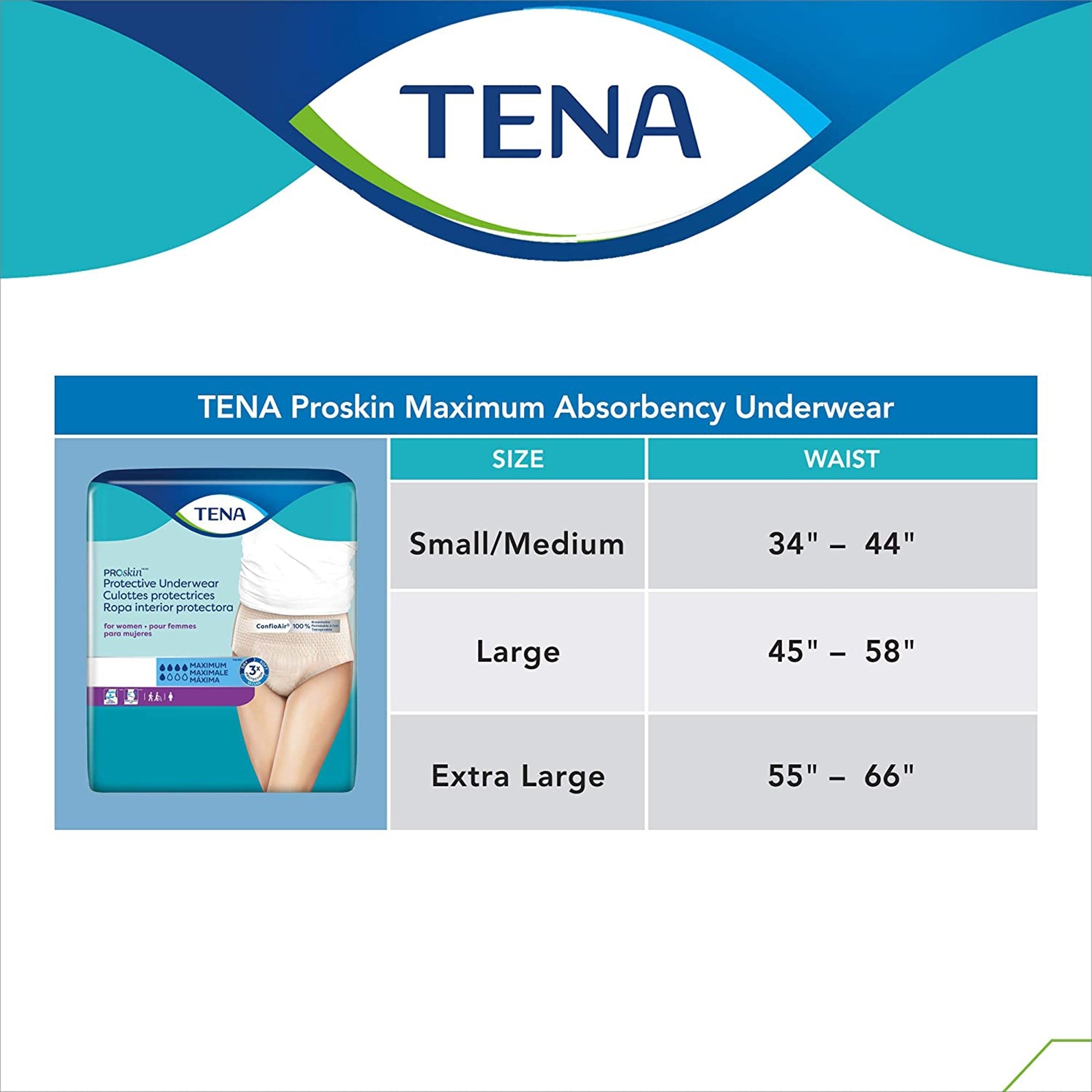 Female Adult Absorbent Underwear TENA ProSkin Protective Pull On with Tear Away Seams X-Large Disposable Moderate Absorbency, Packaging Type- Case