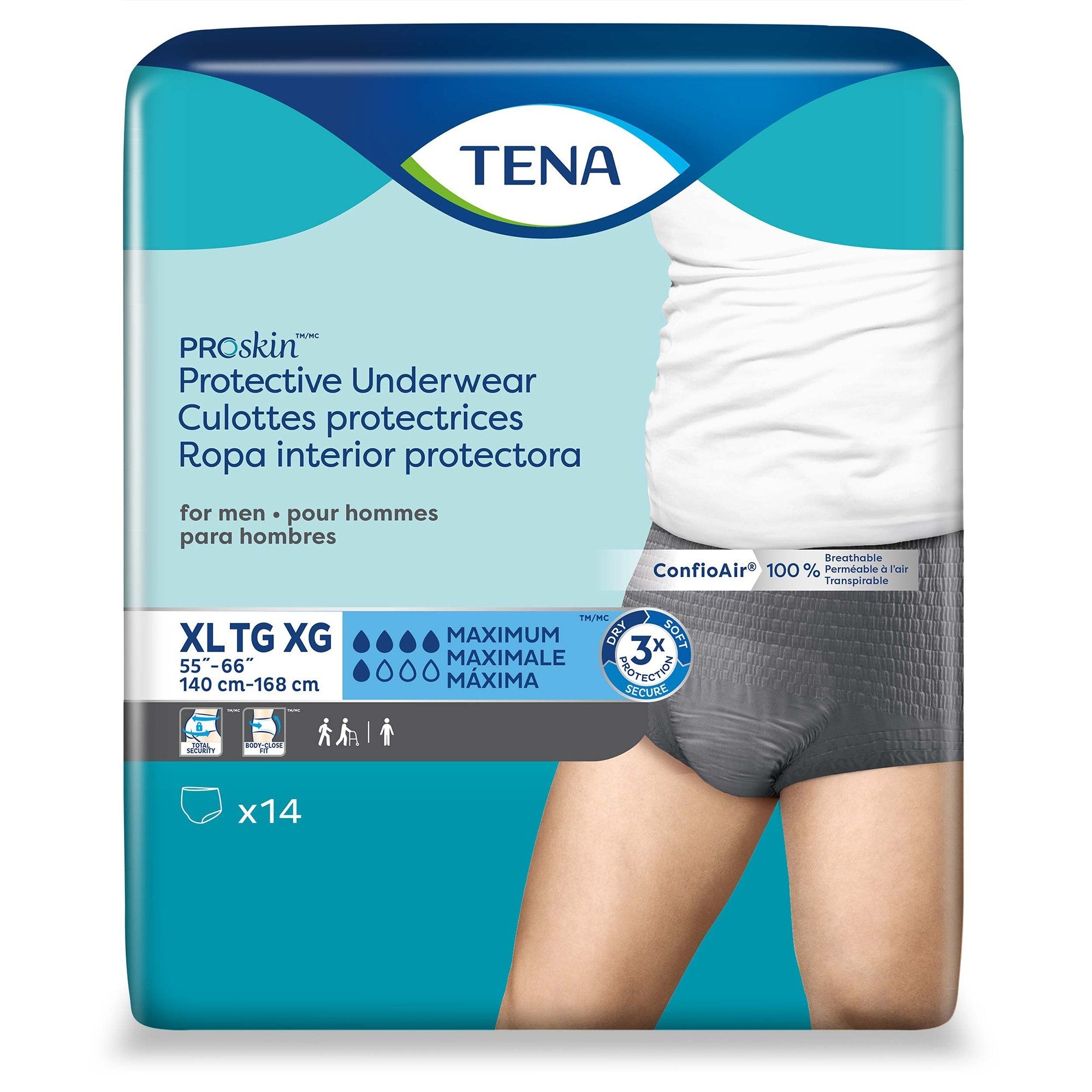 Male Adult Absorbent Underwear TENA ProSkin Pull On with Tear Away Seams X-Large Disposable Moderate Absorbency, Packaging Type- Case