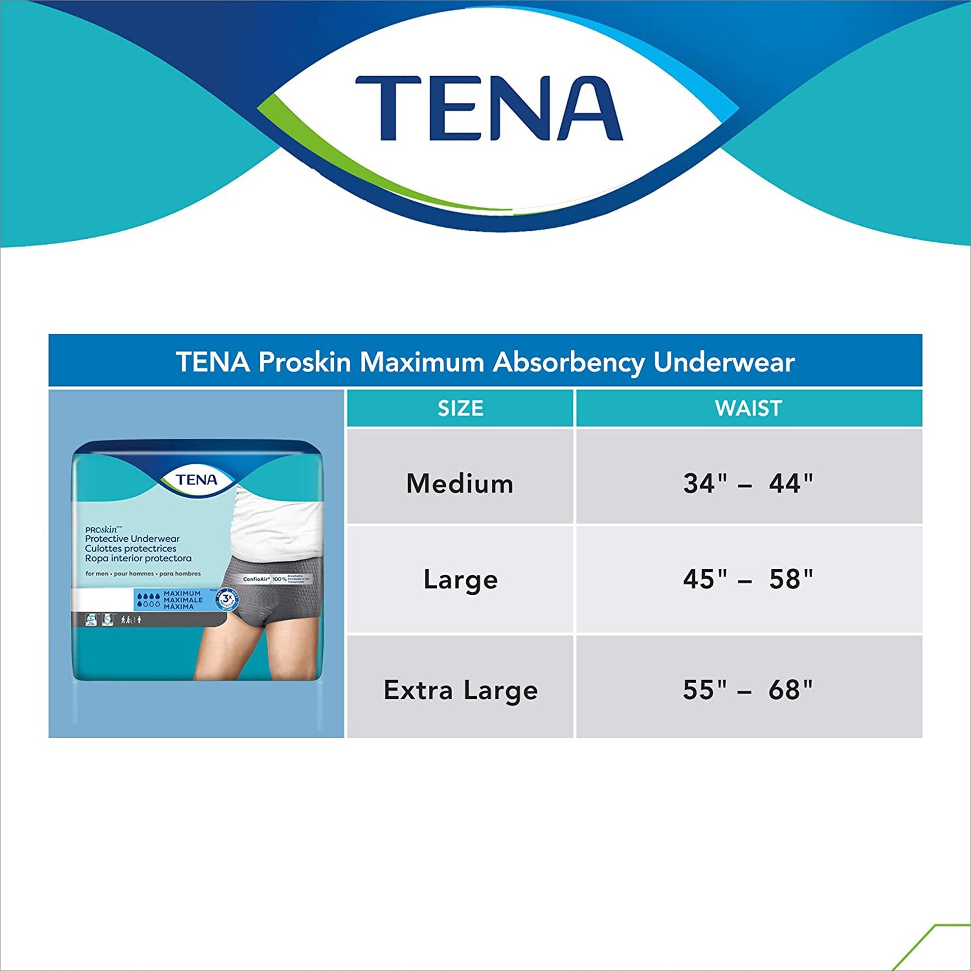 Male Adult Absorbent Underwear TENA ProSkin Pull On with Tear Away Seams X-Large Disposable Moderate Absorbency, Packaging Type- Case