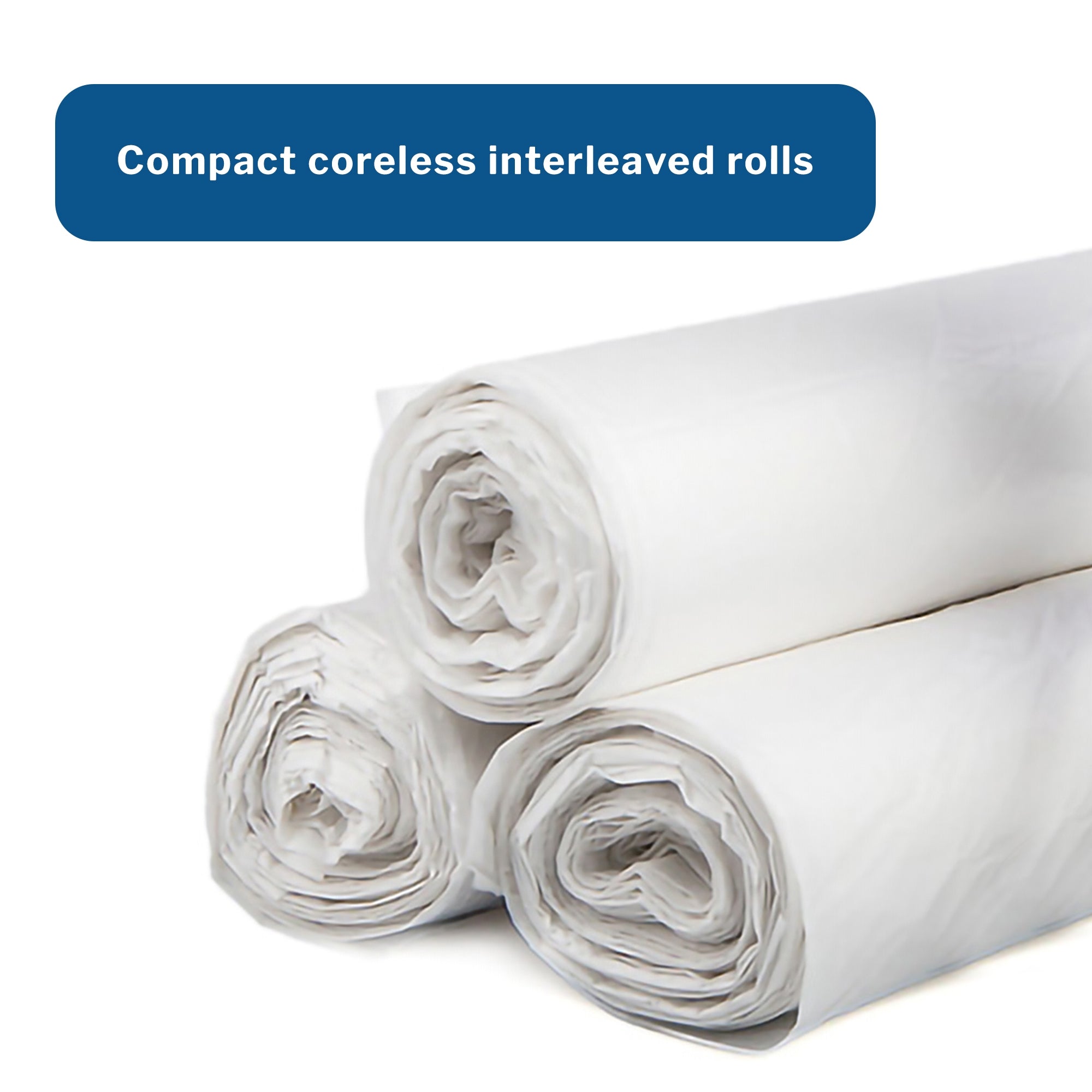 Durable clear trash bags coreless roll