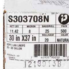 McKesson 30 Gallon Clear HDPE Trash Bags 8 mic