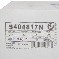 Trash Bag McKesson 45 gal. Clear HDPE 17 Mic. 40 X 48 Inch Star Seal Bottom Coreless Roll, Packaging Type- Case