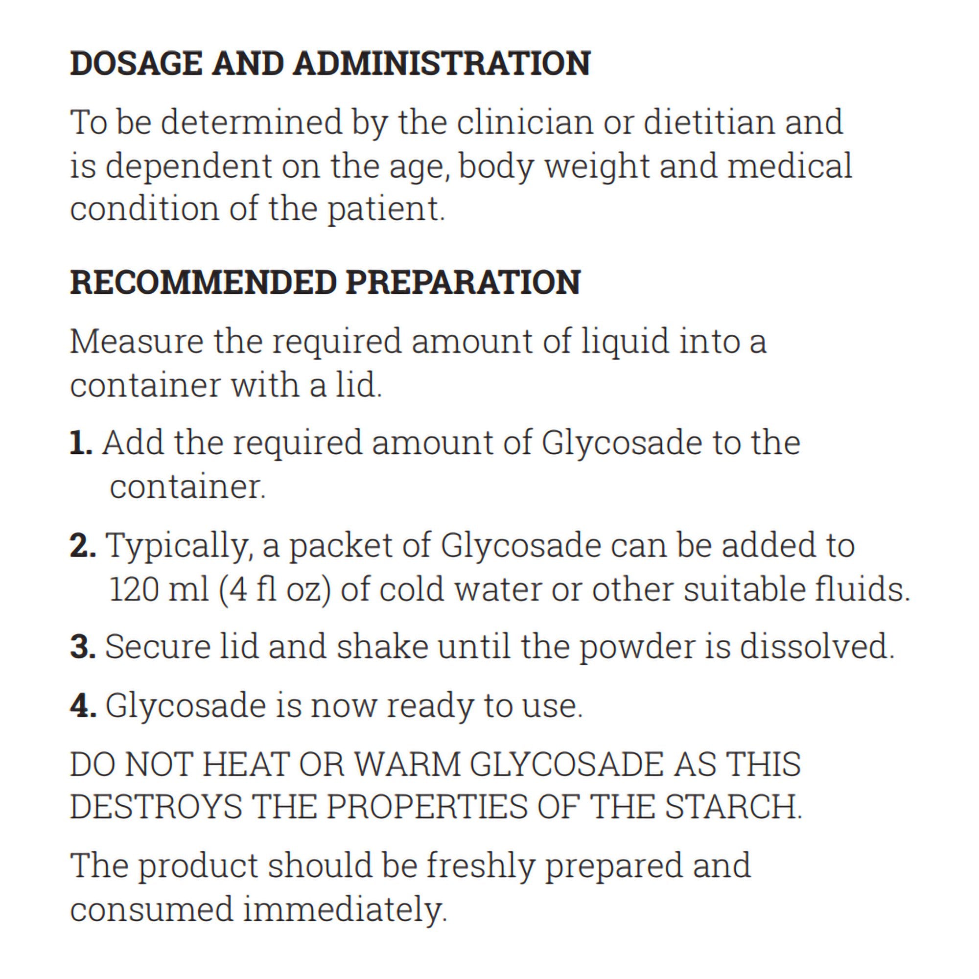 Oral Supplement Glycosade Unflavored Powder 60 Gram Individual Packet
